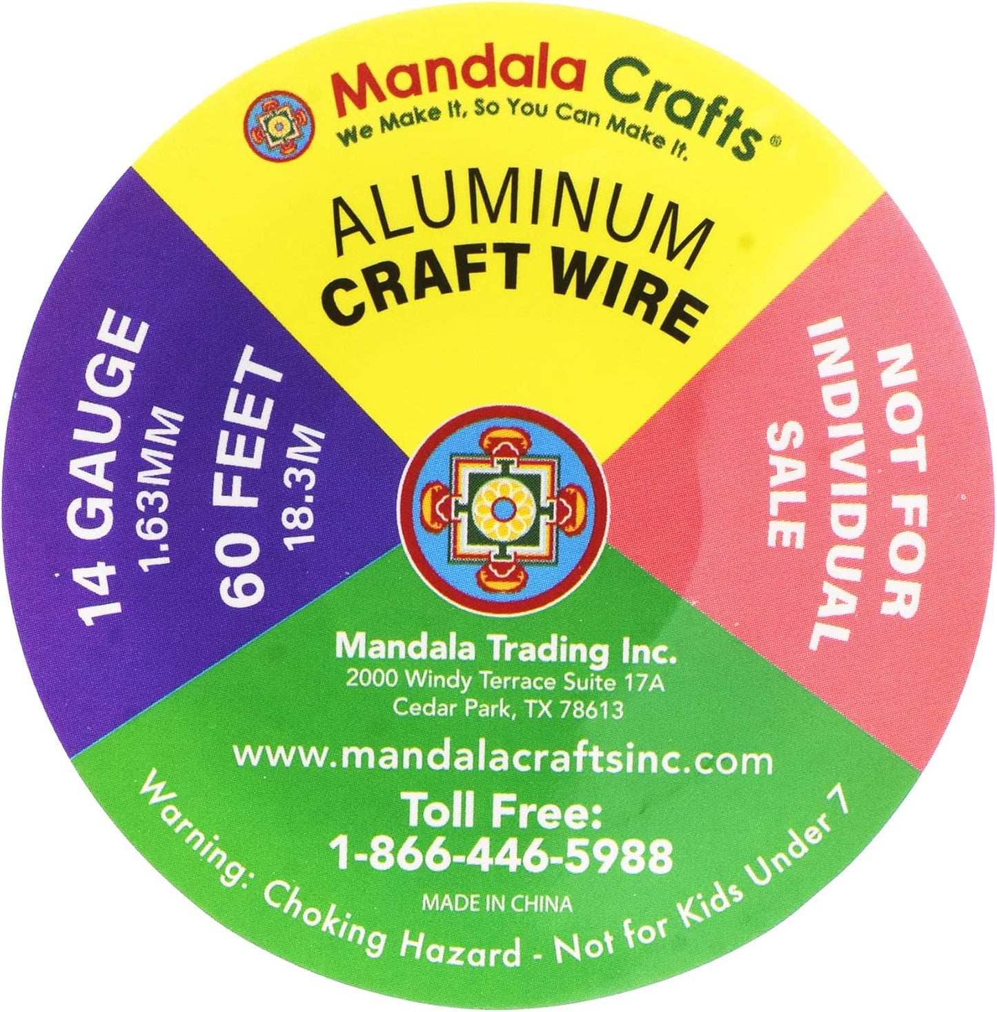 Mandala Crafts 14 Gauge Anodized Aluminum Craft Wire for Jewelry Making - 240 FT Colored Flexible Rainbow Combo Wire - Bendable for Bonsai Armature Crafting Sculpting