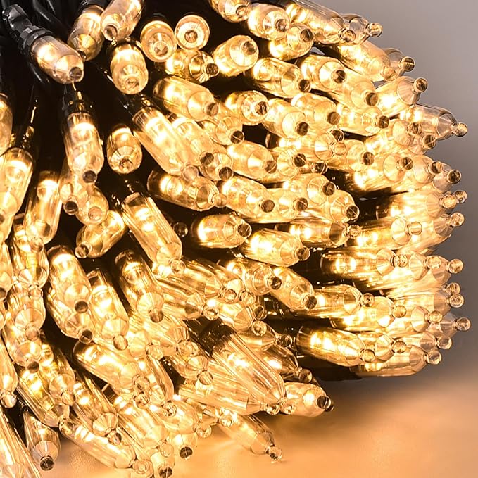 300 LED Warm White Christmas Lights Outdoor Indoor,100ft LED String Light,Green Wire Plug in Christmas Tree Lights Waterproof for Wedding Patio Garden Home Decors Fairy Lights