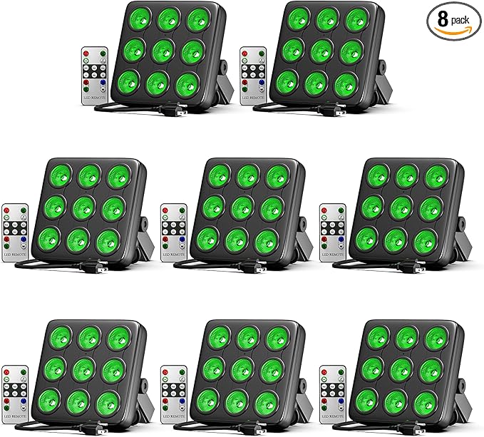 90W Square LED Stage Lights, Corded RGBW 4 in 1 Par Lights, LED Par Can by DMX & Sound Activated Control, Uplights for DJ Show Party KTV Festival Birthday, 8 Pack