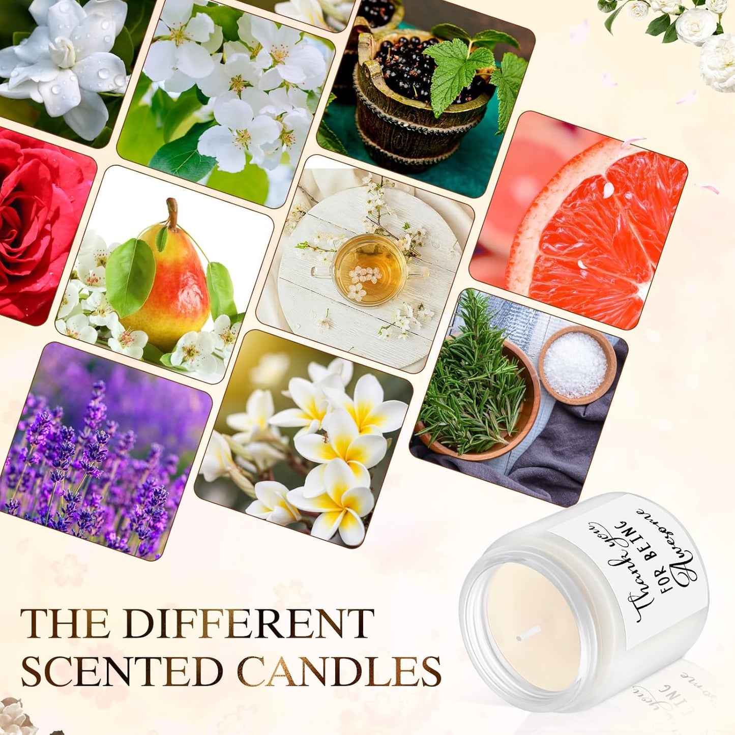 MTLEE 20 Pcs Thank You Gifts Candles 3.5 oz Employee Appreciation Inspirational Scented Soy Wax Candle Thank You Gift Christmas Gifts for Coworker Women Volunteer Teacher(Thank You,White)