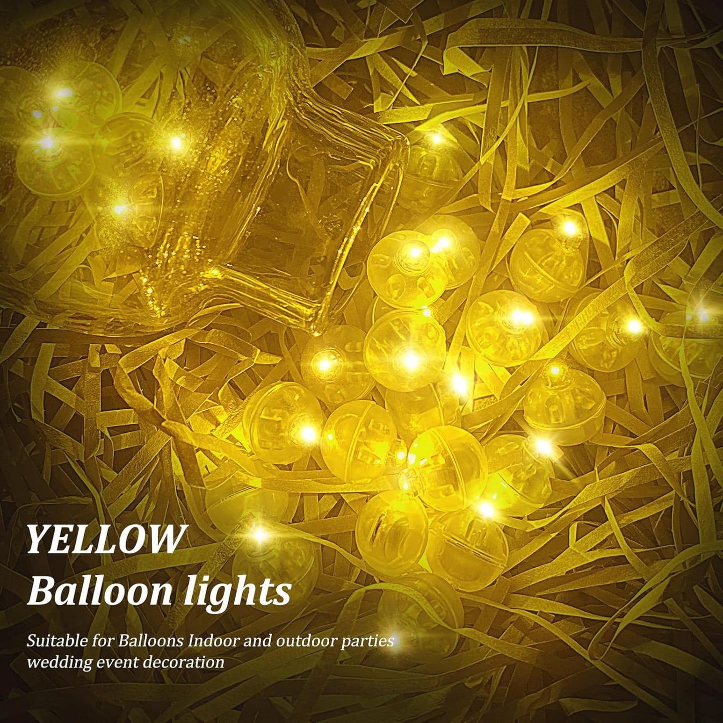 50pcs LED Yellow Balloon Light Mini Tiny LED Light, Small Round Led Ball Lamp for Paper Lantern Indoor Outdoor Fun Birthday Event Halloween Christmas Party Wedding Decoration Supplies