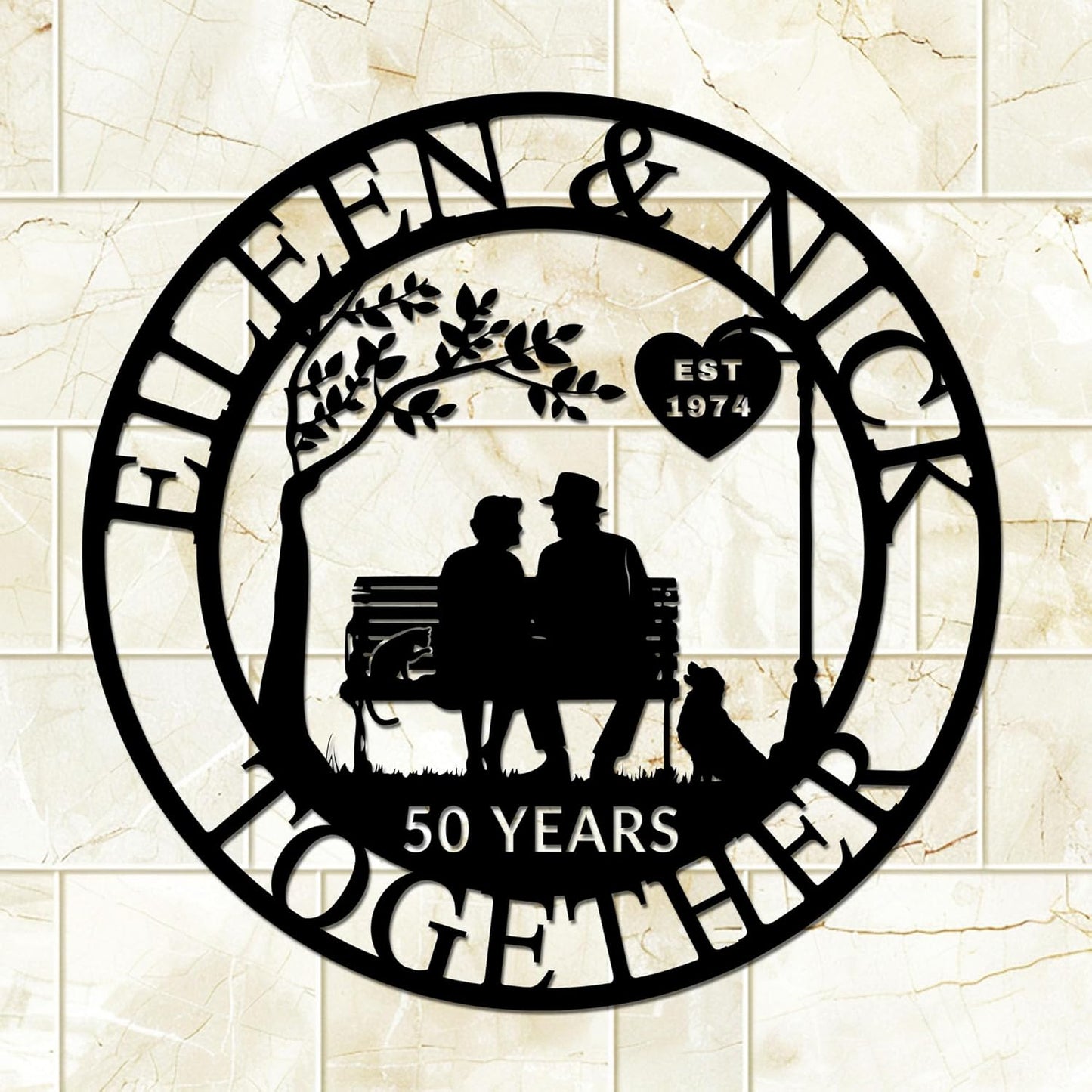 Custom Wedding Anniversary Sign, Personalized Wedding Gifts for Parents, Custom Metal Couple Name Sign, 50th or Any Year Wedding Anniversary Metal Wall Art, for Husband Wife