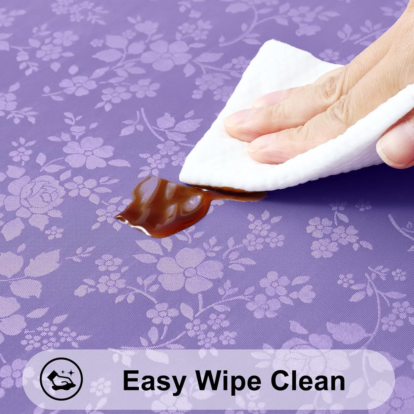 Smiry Rectangle Table Cloth, Waterproof Heavy Duty Vinyl Tablecloths, Wipeable Washable Table Cover for Kitchen and Dining Room (Purple, 60" X 102")