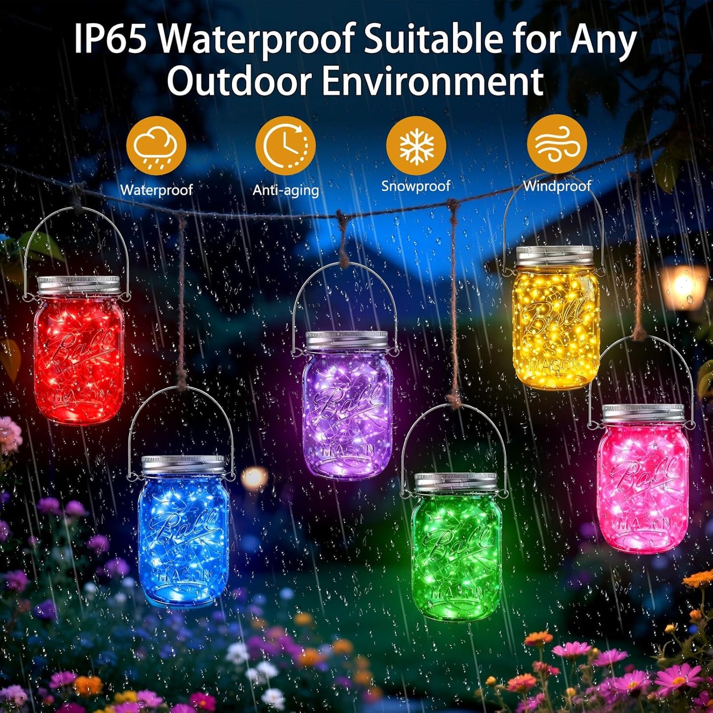 ZNYCYE Mason Jar Solar Lights for Outside, 12 Pack 30LED Fairy Firefly Lights Mason Jar Solar Lids Outdoor Waterproof String Lights with Hangers(NO Jars) for Patio Garden Yard Lawn Decor(6 Colors)