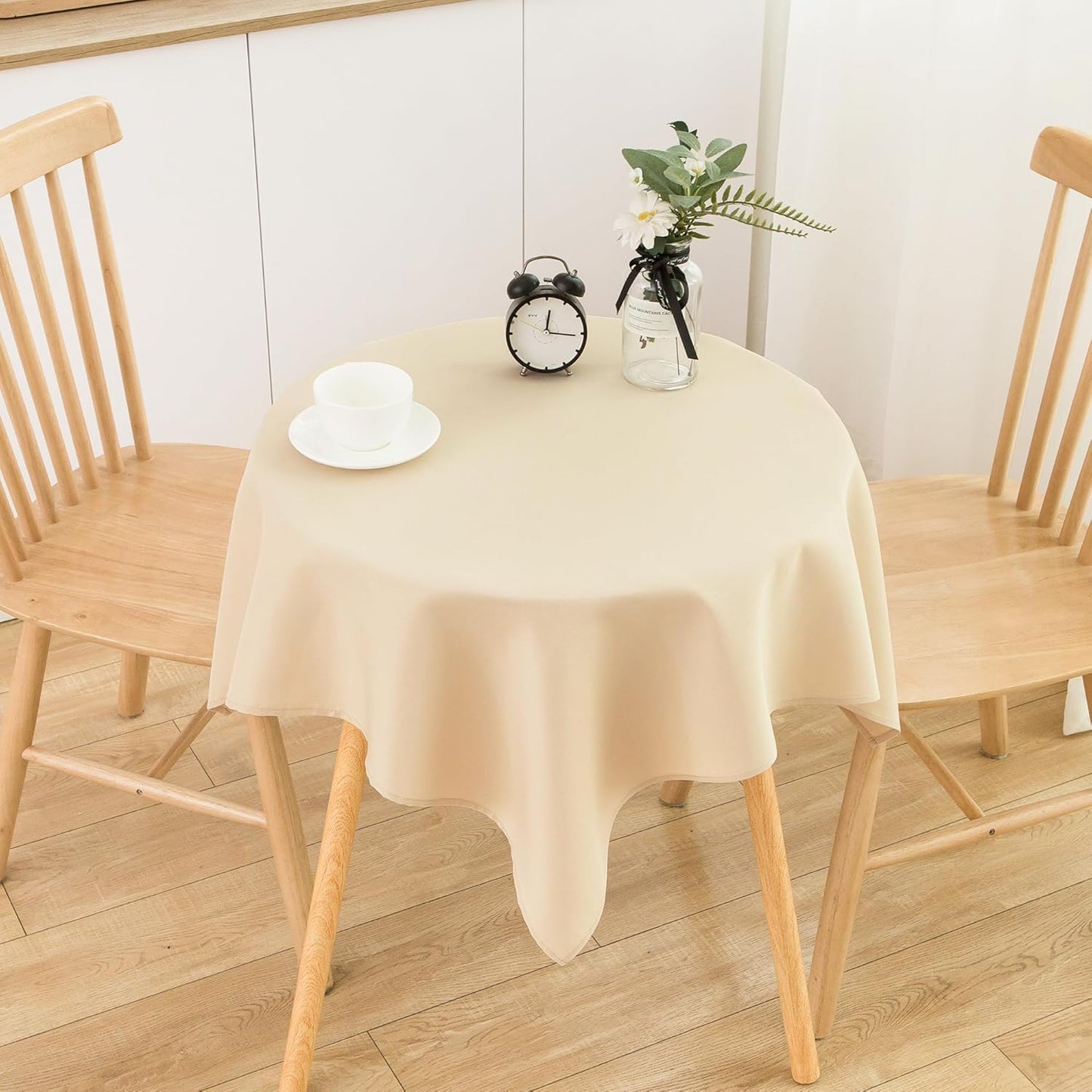 2 Pack Small Square Table Cloth 36X36 Inch Beige Washable Fabric Tablecloth Polyester Solid Tables Cover for Night Stand End Table Side Table Outdoor Indoor