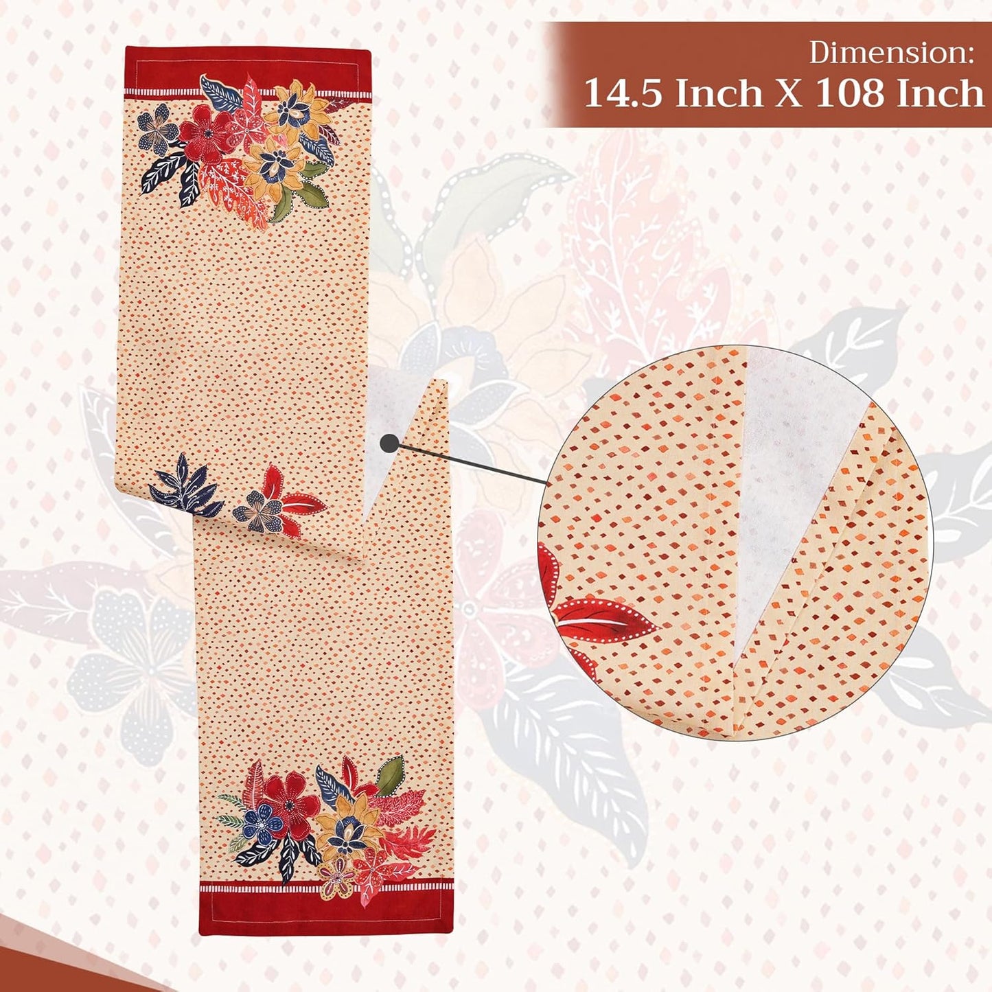 Maison d' Hermine Table Runner 100% Cotton Single Layer Table Runners 108 inches Long for Thanksgiving Christmas Decorations Home Kitchen Dining Party Wedding (Kalahari, 14.5" x 108")