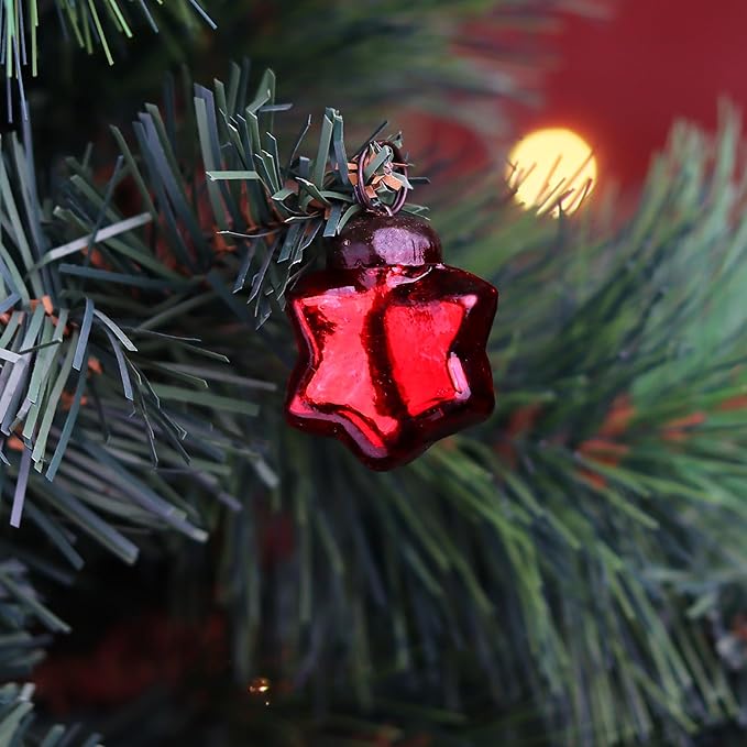 75 Pieces Glass Red Christmas Ornaments Decorative Mercury Mini Vintage Bulk Hanging Ornaments for Halloween, Christmas Tree, New Year, Valentine Day, Holidays, Event and Wedding Party Decor