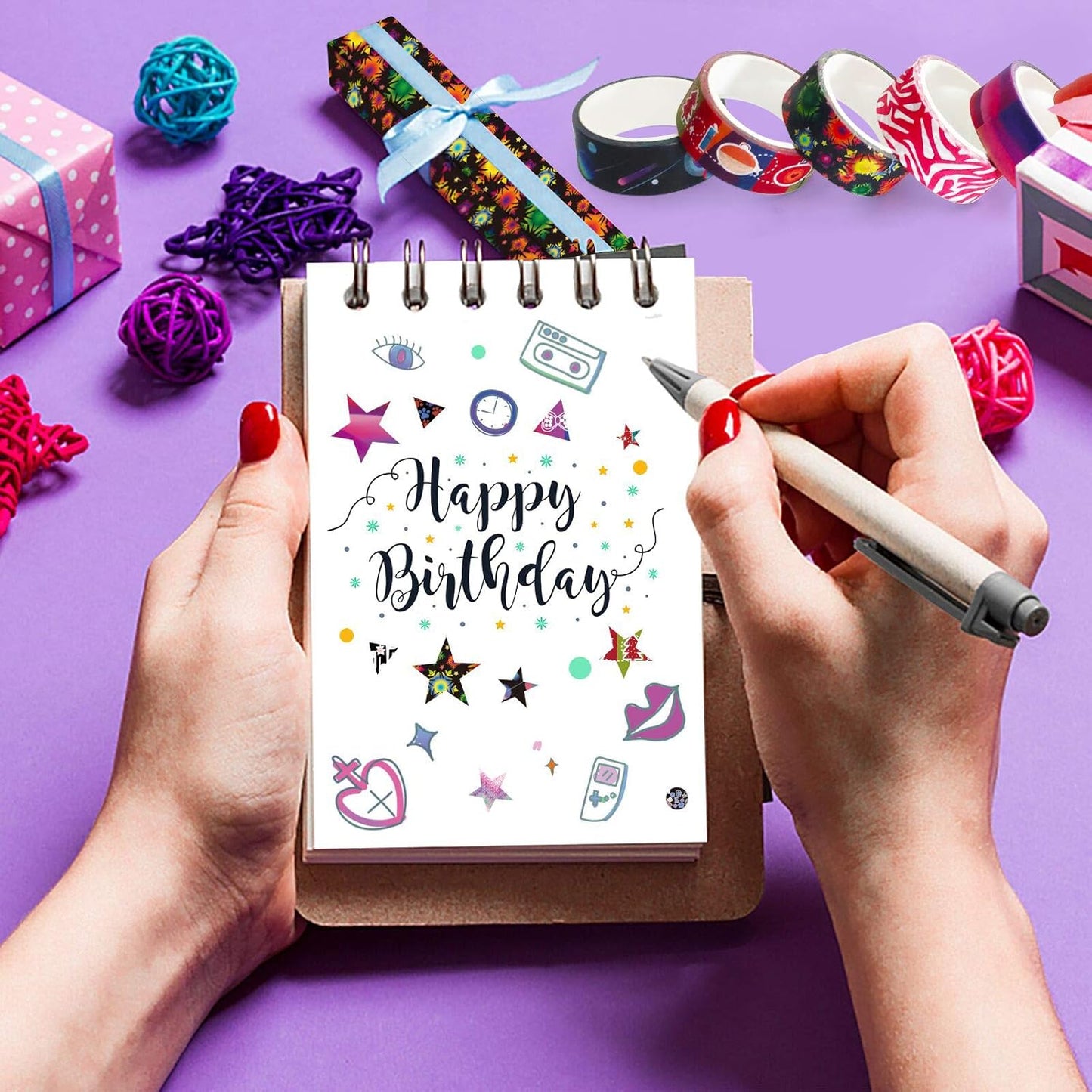 40 Rolls Washi Tape Set - 15 mm Wide Colored Masking Tape for Kids, Decorative Adhesive Tape for DIY Crafts, Gift Wrapping, Scrapbooking Supplies, Bullet Journals, Planners, Party Decorations