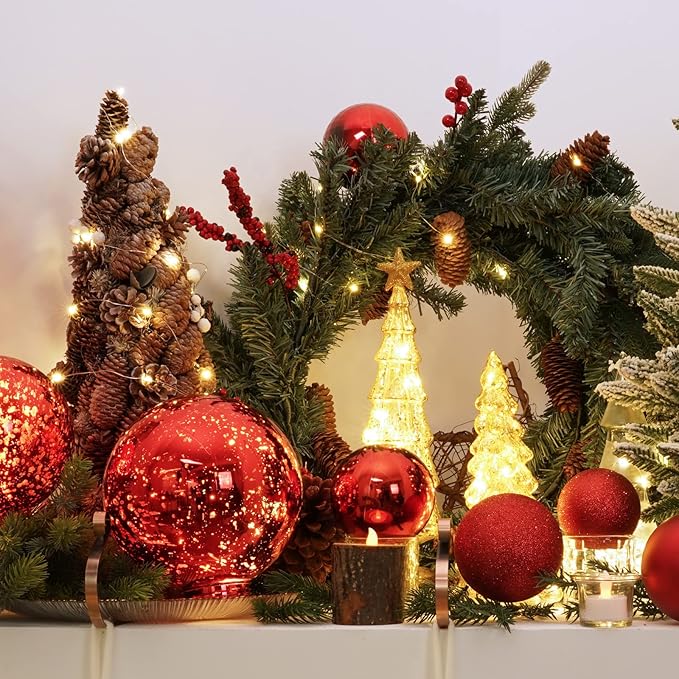 XmasExp Large Christmas Ball Ornaments,1pcs Red Giant Shatterproof Plastic Hanging Mercury Xmas Ball Decorations Christmas Tree Ornaments (Red, 8")