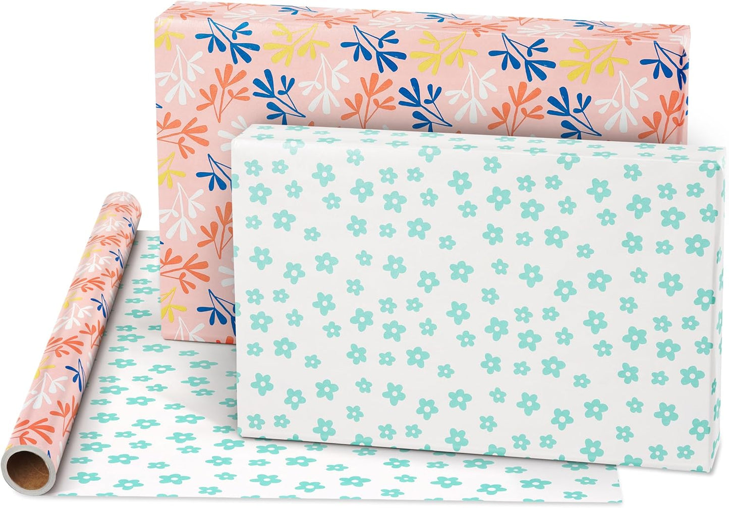 American Greetings 160 sq. ft. Reversible Wrapping Paper Bundle for Birthdays, Anniversaries, Weddings and All Occasions, Sprinkles and Daisies (4 Rolls, 30 in. x 16 ft.)