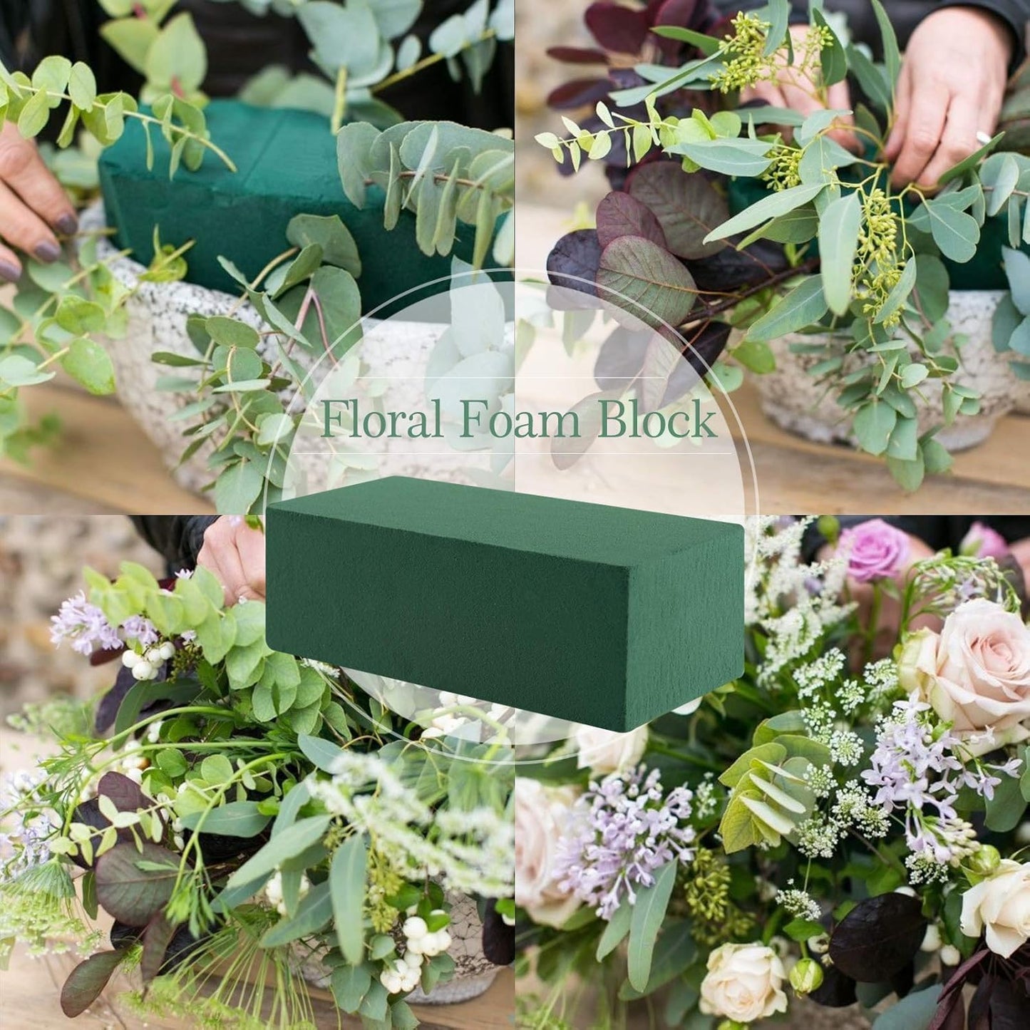 6 Pcs Floral Foam, Wet and Dry Floral Foam Blocks Flower Arrangement Kit for Fresh or Silk Artificial Flowers (Green, 6" L x 3" W x 2.5" H)
