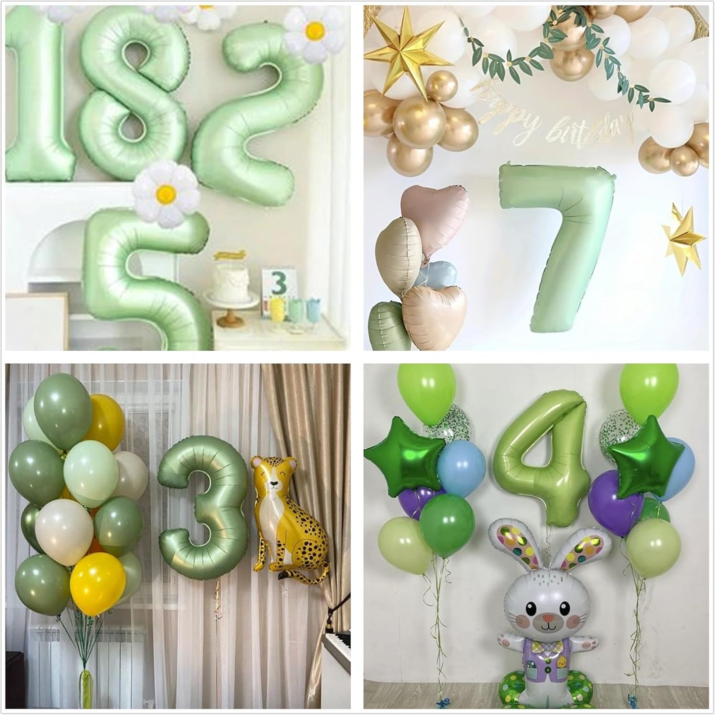 40 inch Olive Green Number 4 Large Foil Number Balloons Set 0-9, Olive Green 4 Helium Balloons for Girls Boys 4th 14th 24th Birthday Anniversary Graduation Jungle Safari Party Decoration Supplies