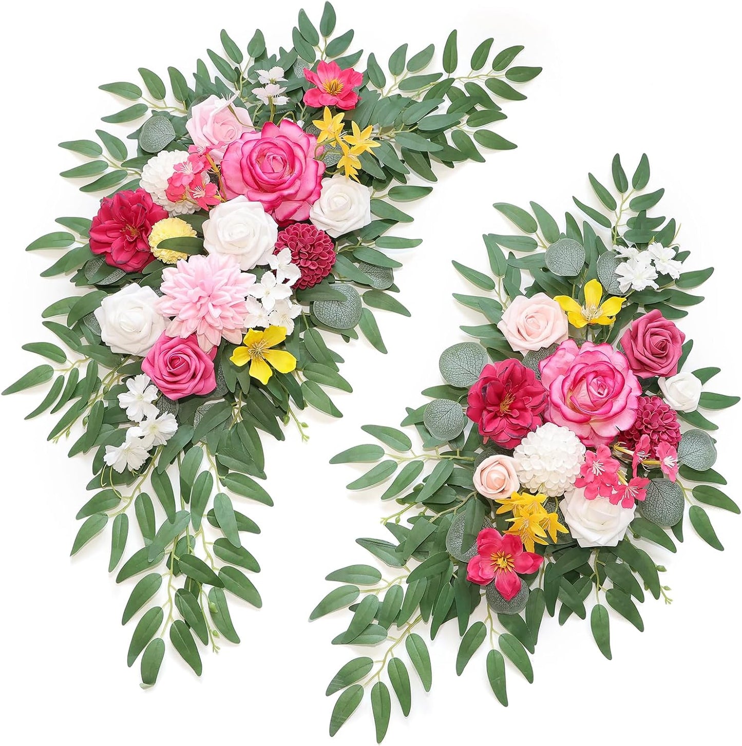 Artificial Wedding Arch Flowers Kit(Pack of 2) for Wedding Arch, Bridal Shower, Ceremony and Reception Backdrop Decoration (Bright Pink)
