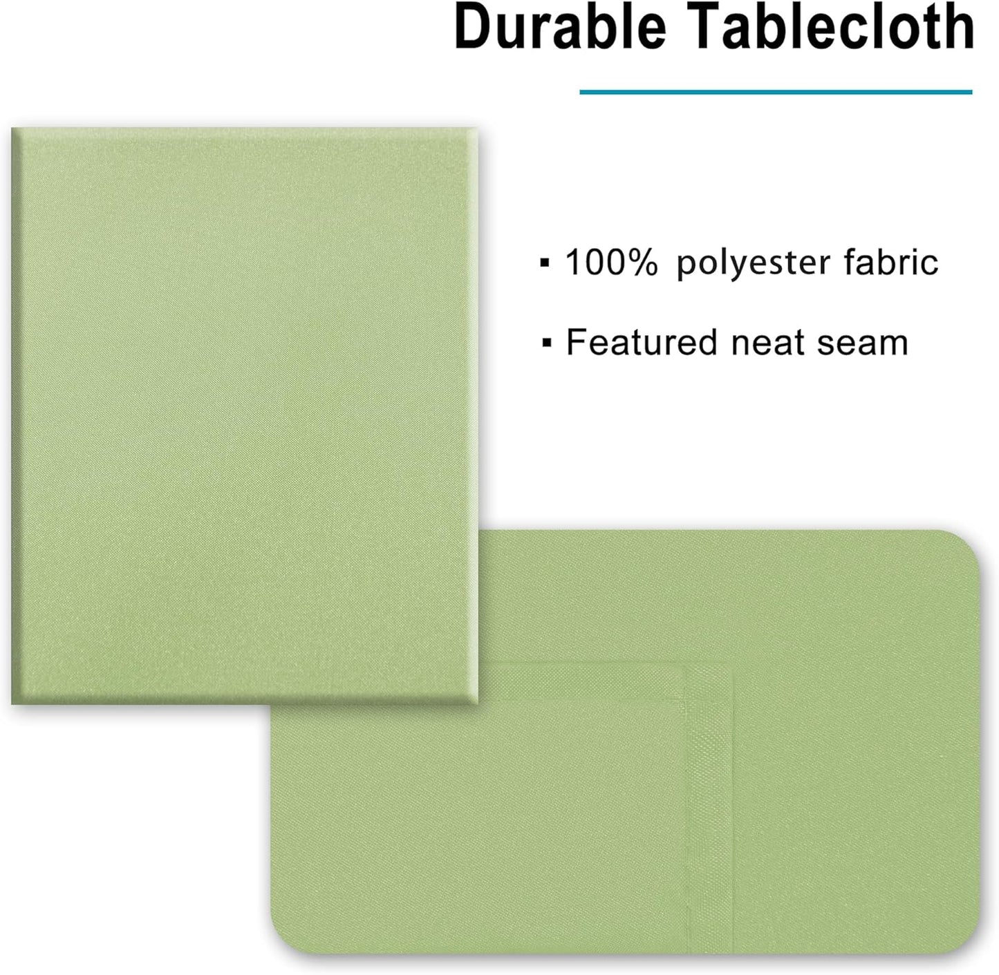 Hiasan Light Sage Rectangle Tablecloth - Waterproof Washable Polyester Fabric Table Cloth for Buffect Dining Birthday Party, 54 x 80 Inch