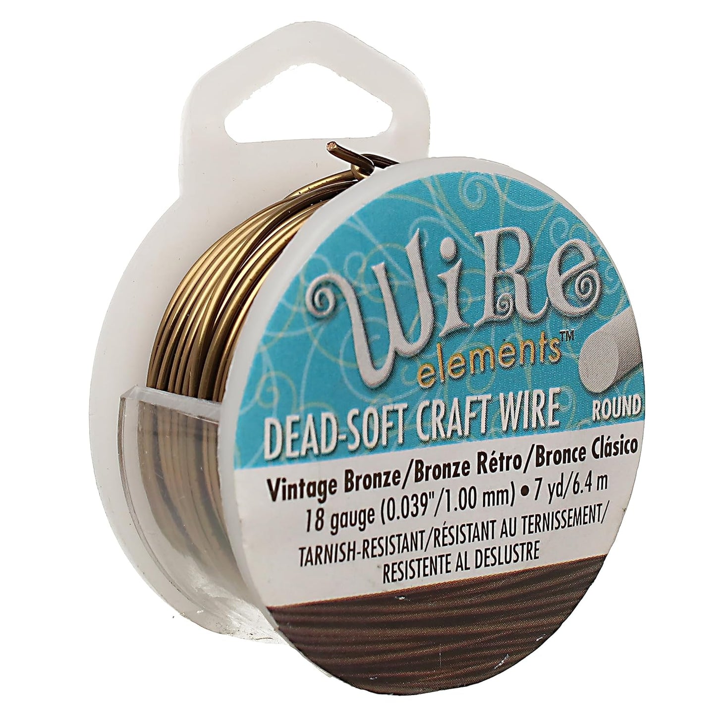 The Beadsmith Wire Elements Craft Wire – Tarnish Resistant, Soft Temper, Round, Vintage Bronze Color – 1mm, 18 Gauge, 7 Yard Spool – Jewelry Making, Wire Wrapping, Floral, & Other DIY Crafts
