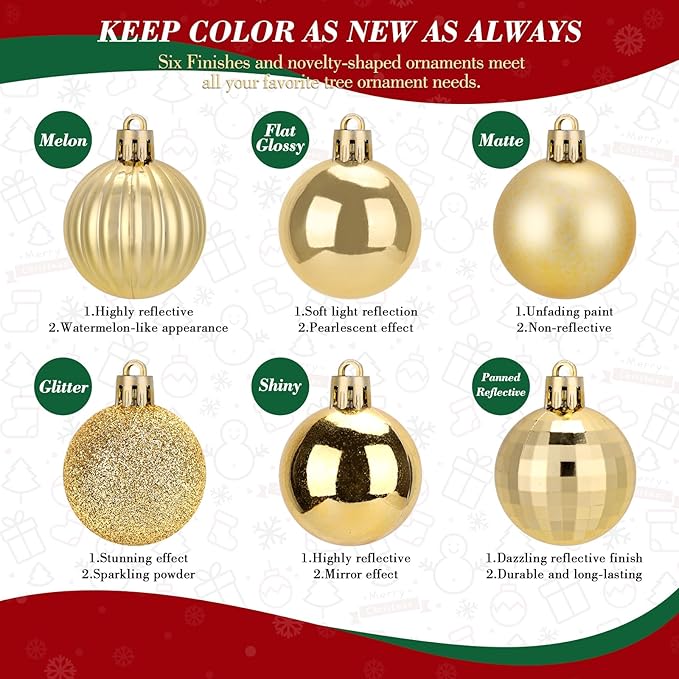 36-ct Christmas Balls Ornaments Set, 1.97-Inch Christmas Tree Balls with Hanging Strings, 6 Classic Finishes Shatterproof Plastic Decor for Xmas Holiday Wedding Party Home Indoor Decorations-Silver