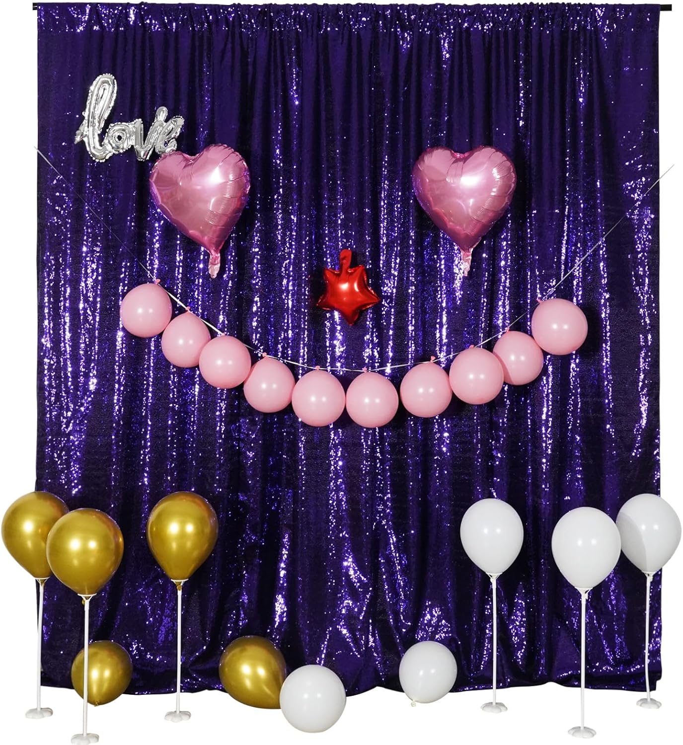 Poise3EHome 8Ft x 10Ft Purple Sequin Backdrop, Glitter Thick Satin Sequin Background Drapes, Sequence Backdrop for Halloween Wedding Party Holiday Festival Decor