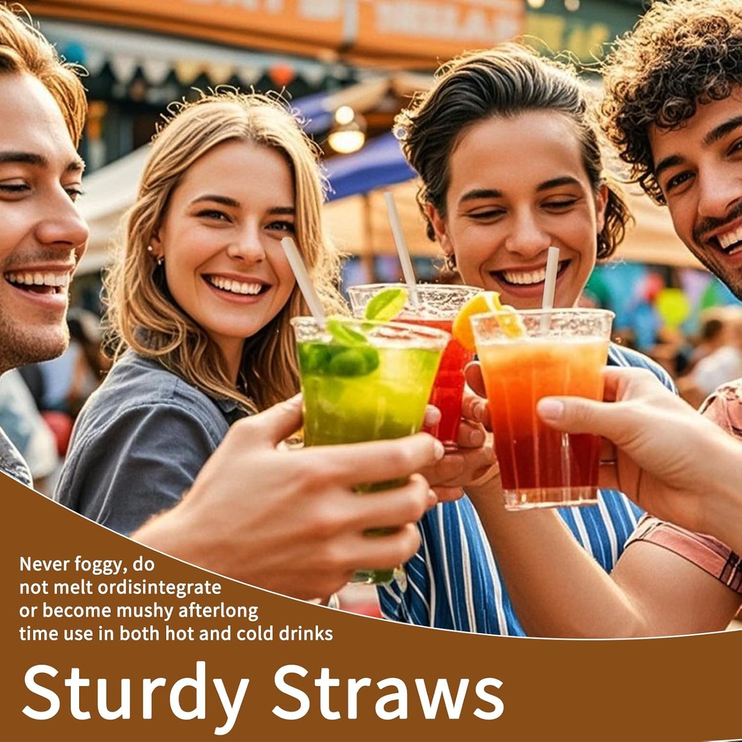 200 Pcs Sugarcane Straws Disposable, 5 In Drinking Agave Long Edible Compostable Biodegradable Cocktail Straws, Natural Brown Juice Coffee Tea Bulk Straw, Sturdy Straw for Drinks Home Restaurant