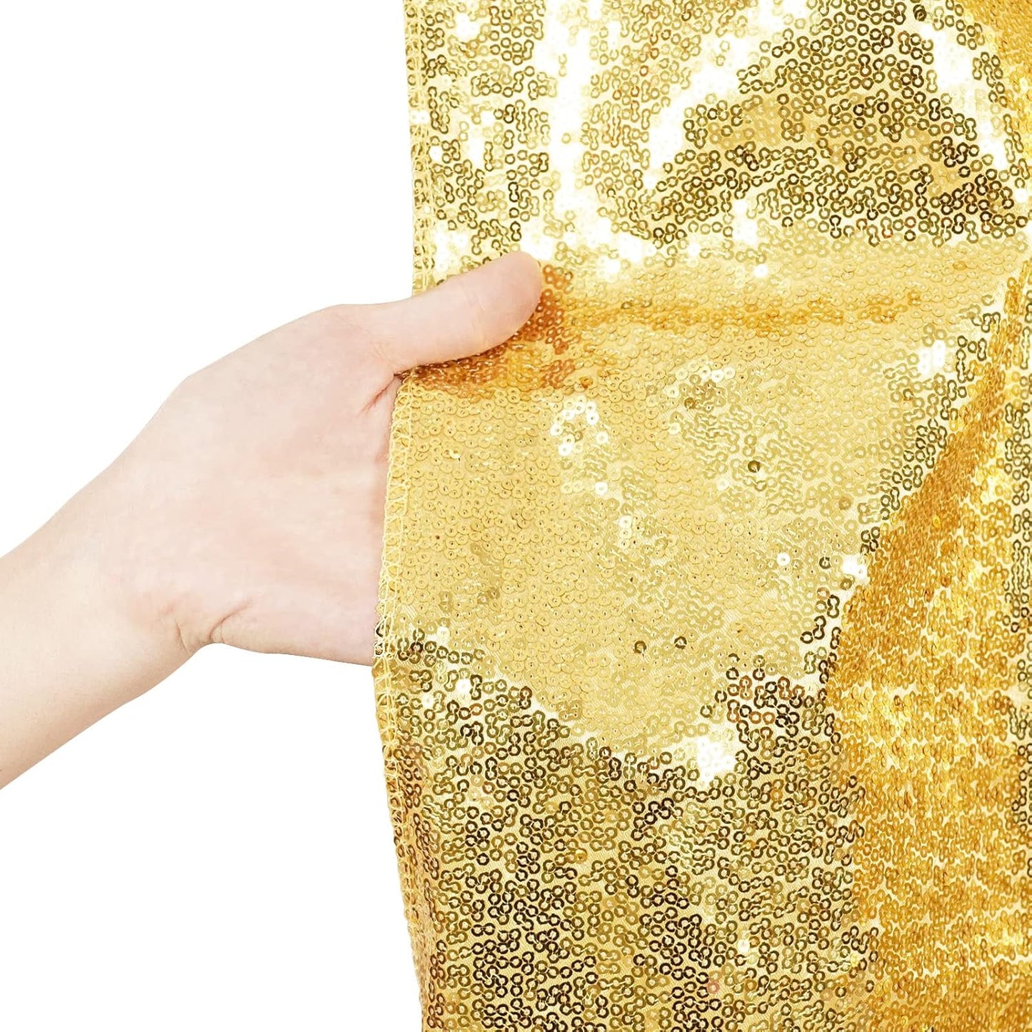Poise3EHome 8Ft x 8Ft Gold Sequin Backdrop Curtain, Glitter Thick Satin Background Drapes, Sparkly Opaque Photography Curtain, Sequence Xmas Thanksgiving Backdrop for Wedding Party Holiday Decor