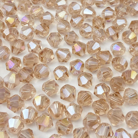 100pcs 8mm Bicone Crystal Glass Beads Loose Spacer Beads Faceted Craft Beads for Jewelry Making DIY Necklace Bracelet Earring Wind Chimes Suncatchers Ornamen(Silver Champagne AB)