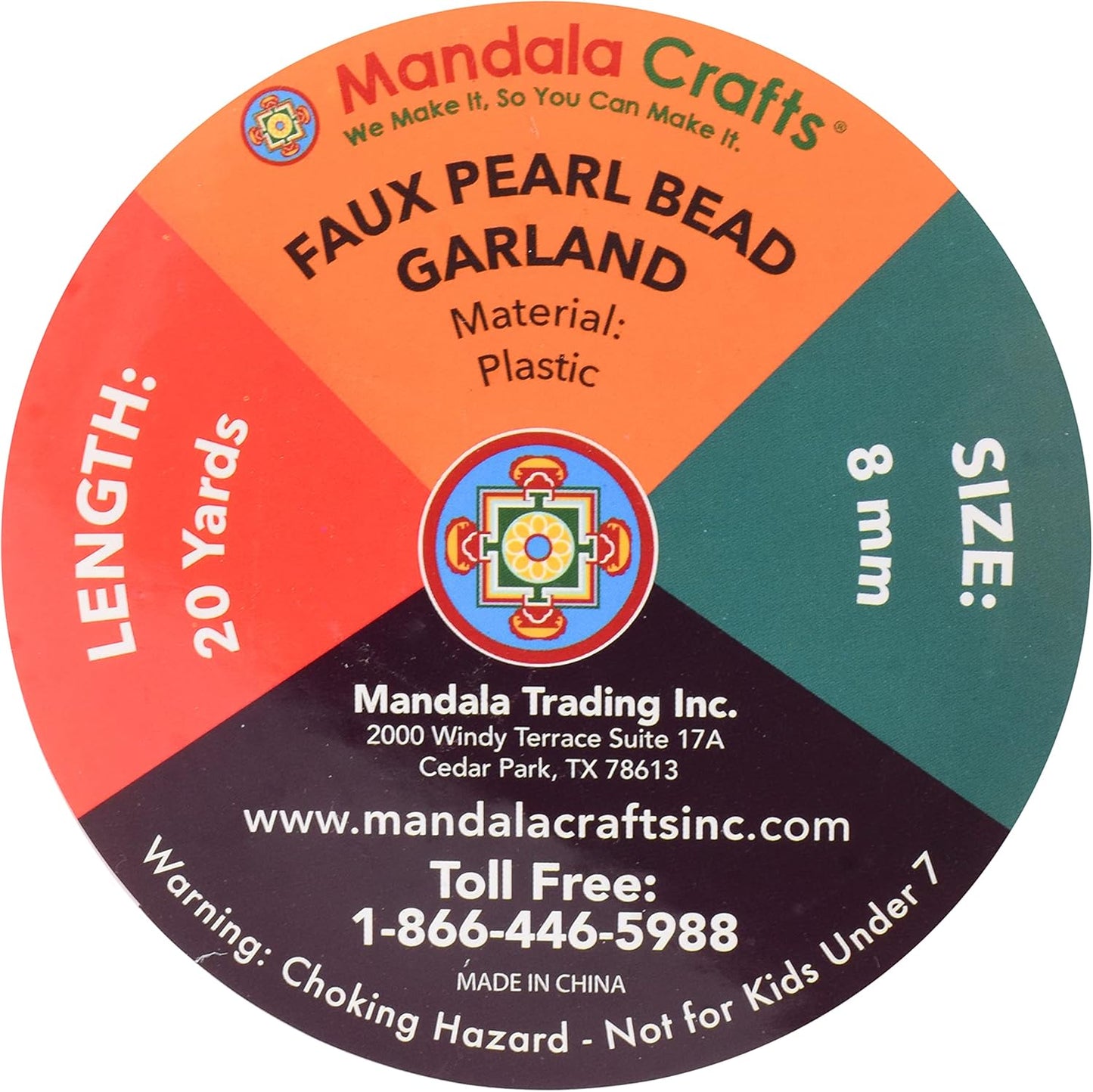 Mandala Crafts 8mm Faux Copper Pearl Beads Roll - 20 Yards Strand of Fake Pearls Chain Garlands Spool String for Christmas Tree, Wedding, Party, Vases, DIY Decoration