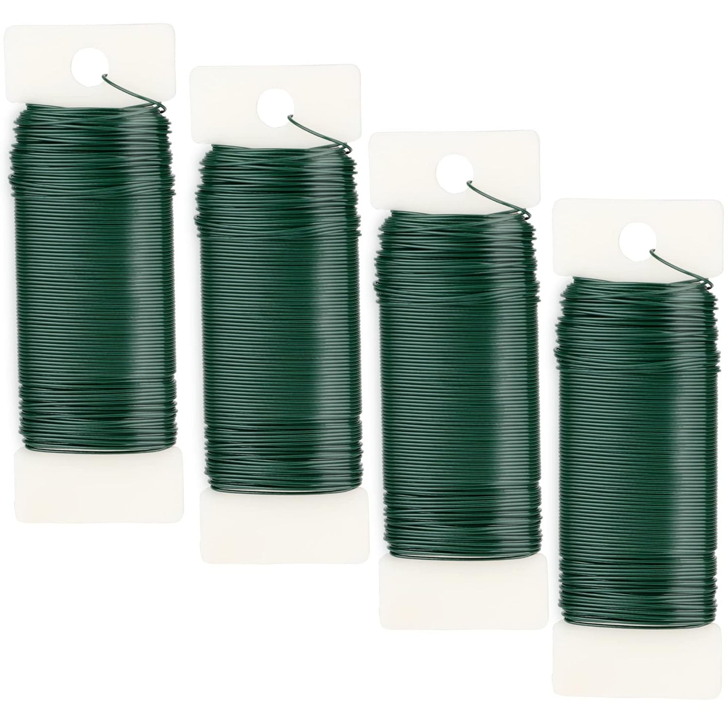 4 Rolls Green Floral Wire - 152 Yards, 22 Gauge, Flexible, for Flower Arrangement, Garland, Wreaths, Plant Crafts
