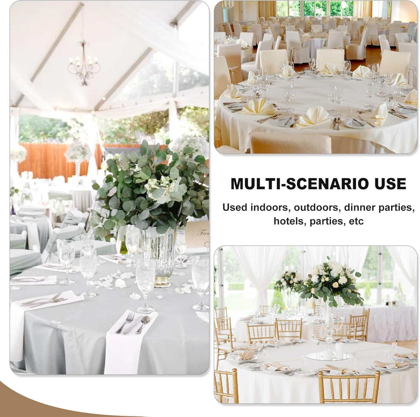 Fitable 6 Pack White Round Table Clothes - 70 Inches in Diameter - Stain Resistant and Washable Tablecloths, Polyester Fabric Table Covers for Wedding, Party, Banquet, Gathering