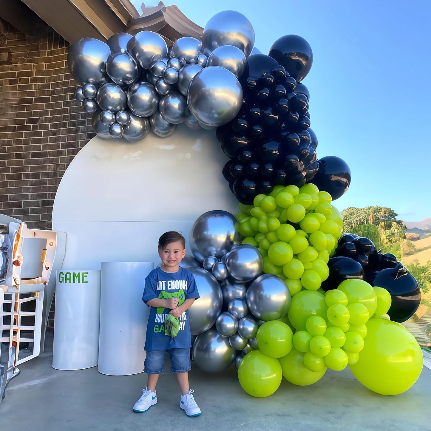 Green and Black Balloons, 35PCS Lime Green Black Silver Balloons, Gamer Latex Balloon for Boys Men Football Video Game On Level Favor Theme Jungle Theme Graduation Birthday Party Decorations Supplies