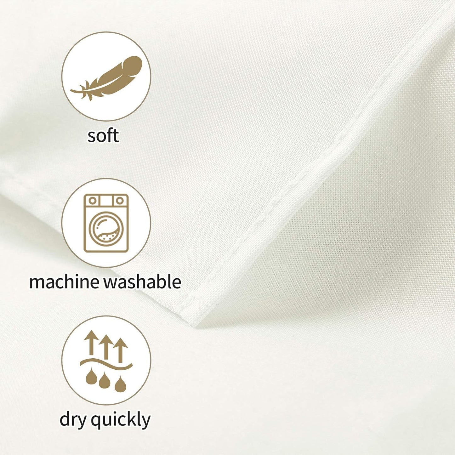 Ascoza 2pack 60x102 Inch Ivory Rectangular Tablecloth 6 Feet Table Cloth in Polyester Fabric for Wedding/Banquet/Restaurant/Parties