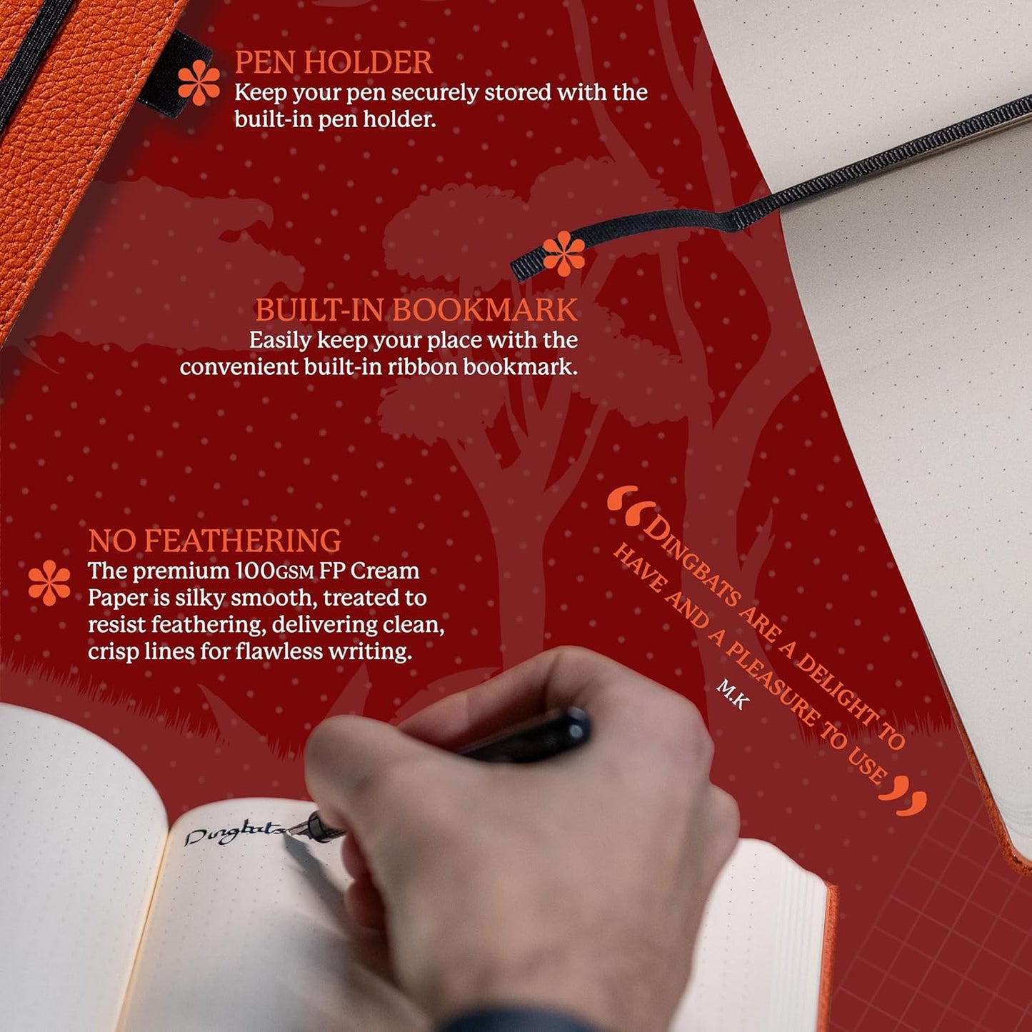 Dingbats* Wildlife Lined Writing Journal Notebook A5 - Vegan Leather Hardcover - Ideal for Work, Travel - Pocket, Elastic Closure, & Bookmark