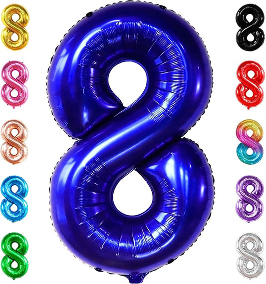 KatchOn, Navy Blue Number 8 Balloon - 40 Inch | Number 8 Balloons for Birthdays | 8th Birthday Decorations Boy | Blue 8 Balloon Number, 8 Year Old Balloon | 8th Birthday Balloons, Eight Balloon Number