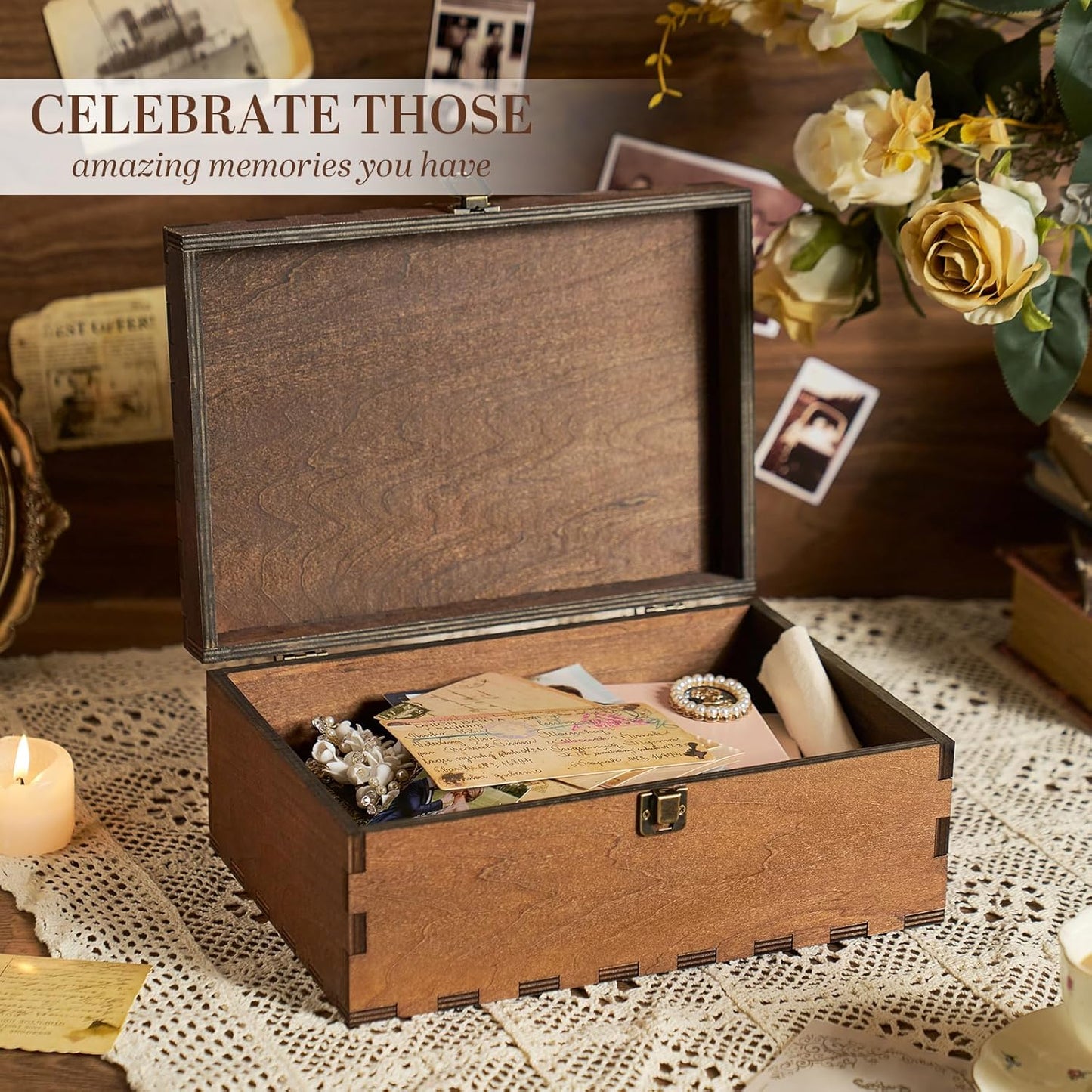 AW BRIDAL Mr and Mrs Wedding Keepsake Box Large for Couples, Wooden Engraved Memory Boxes with Lids, Bridal Shower Gifts for Bride, Engamement Gifts for Engaged Couple, Storage and Decorative Chest