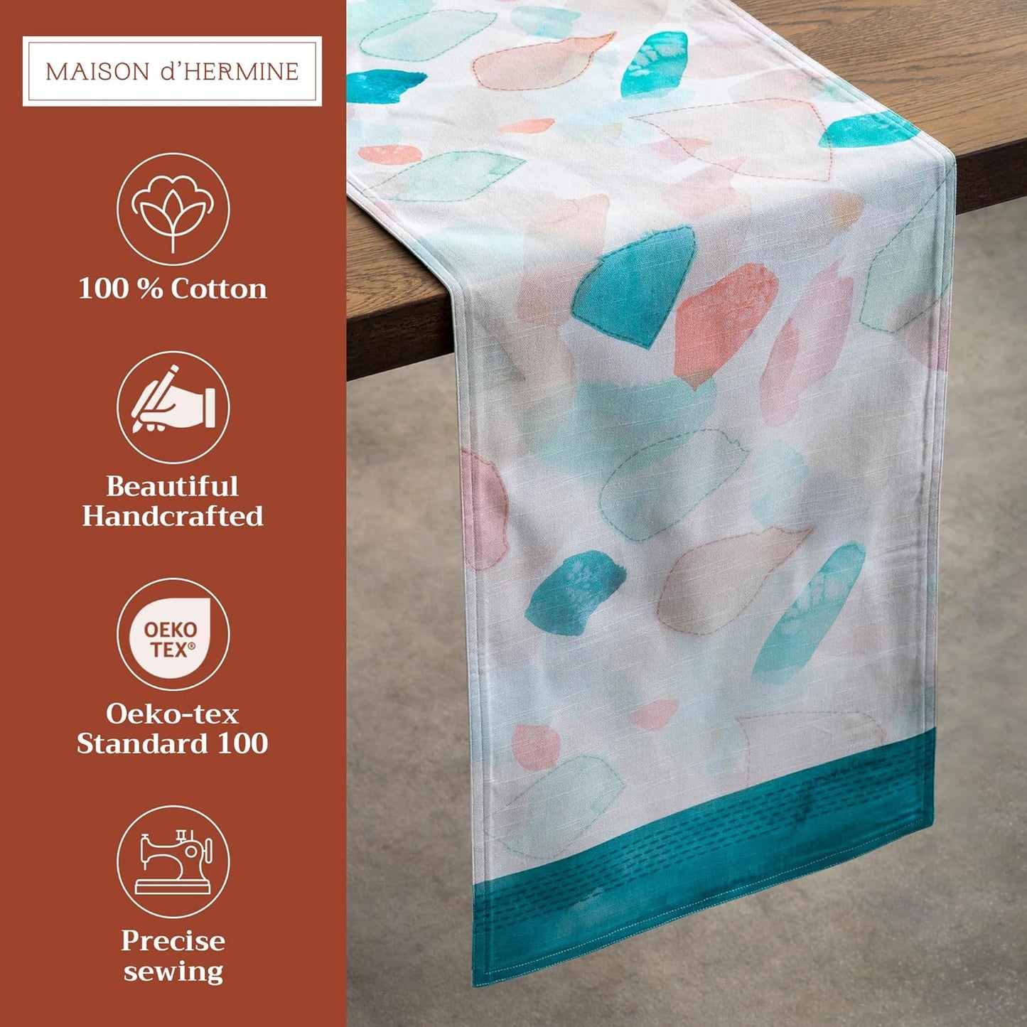 Maison d' Hermine Table Runner 100% Cotton Double Layer Table Runners 108 inches Long Decorative for Home Kitchen Dining Party Wedding Bridal Shower Spring Summer (Summer Picnic, 14.50" x 108")