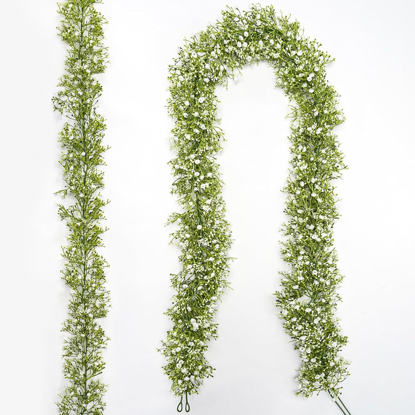 2 Pcs 5.8ft Artificial Baby Breath Flower Vines, Babys Breath Artificial Flowers Real Touch Faux Gypsophila Hanging Fake Baby's Breath Garlands for Wedding and Baby Shower Decor（White）