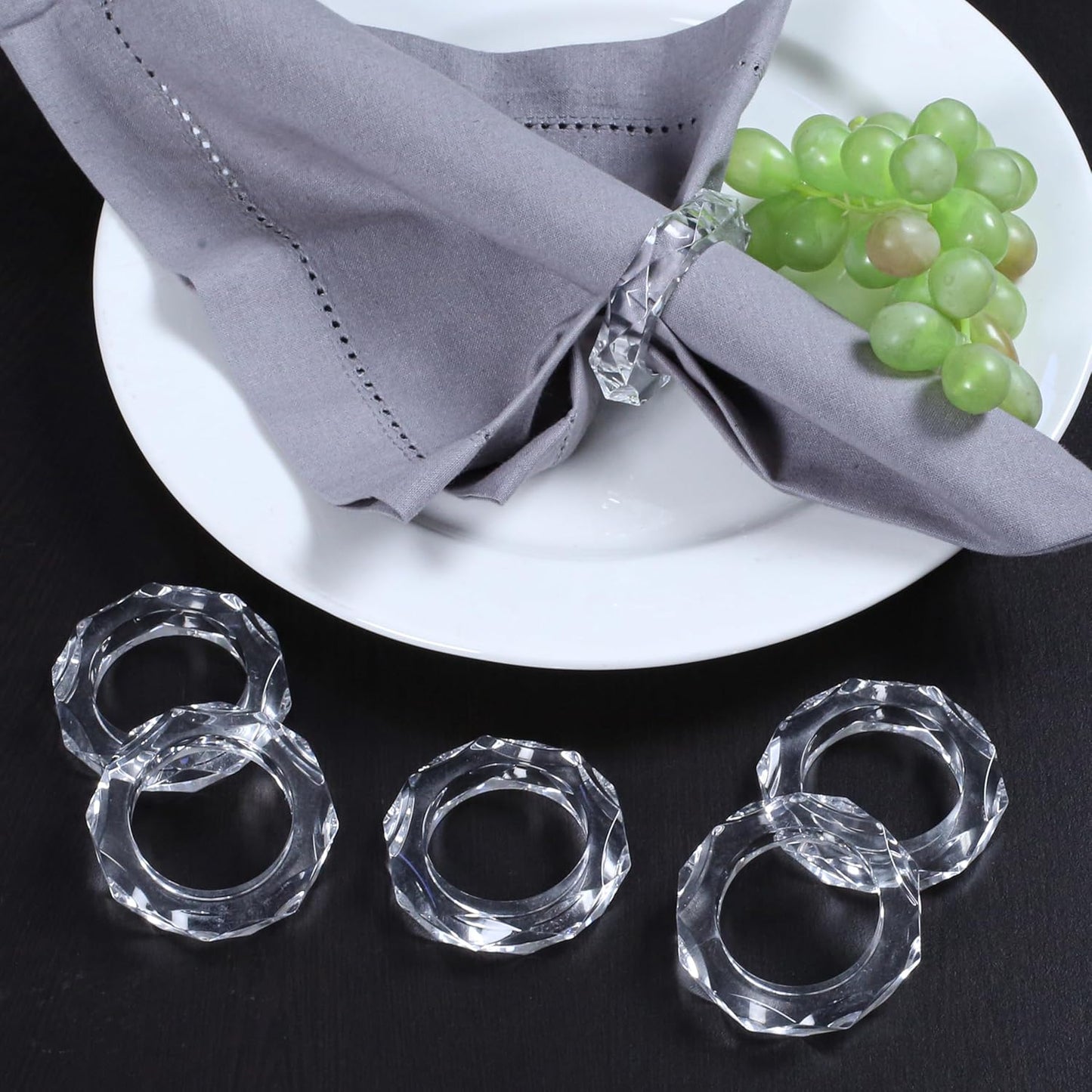 Transparent Acrylic Napkin Rings - Set of 12 Elegant Serviette Holders for Wedding, Party, Dining Table & Holiday Décor - Clear Napkin Rings by ALPHA Living HOME