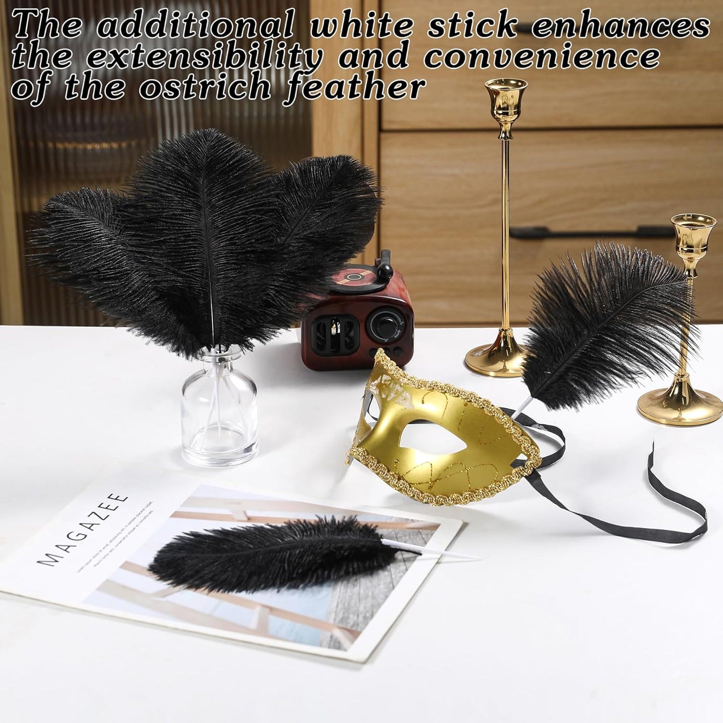 SOGUGOM Black Craft Ostrich Feathers - 30PCS 6-8 inch Ostrich Feathers Kit for Centerpieces, Kindergarten Crafts, Dream Catchers and DIY Projects(Black)