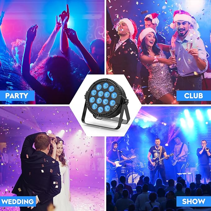 RGBW 4-in-1 Stage Lights, 80W LED Par Lights with DMX512/Remote/Sound Acitvated Control, Uplights for Events, Wedding, Parties, Dance, Stage - 4Packs
