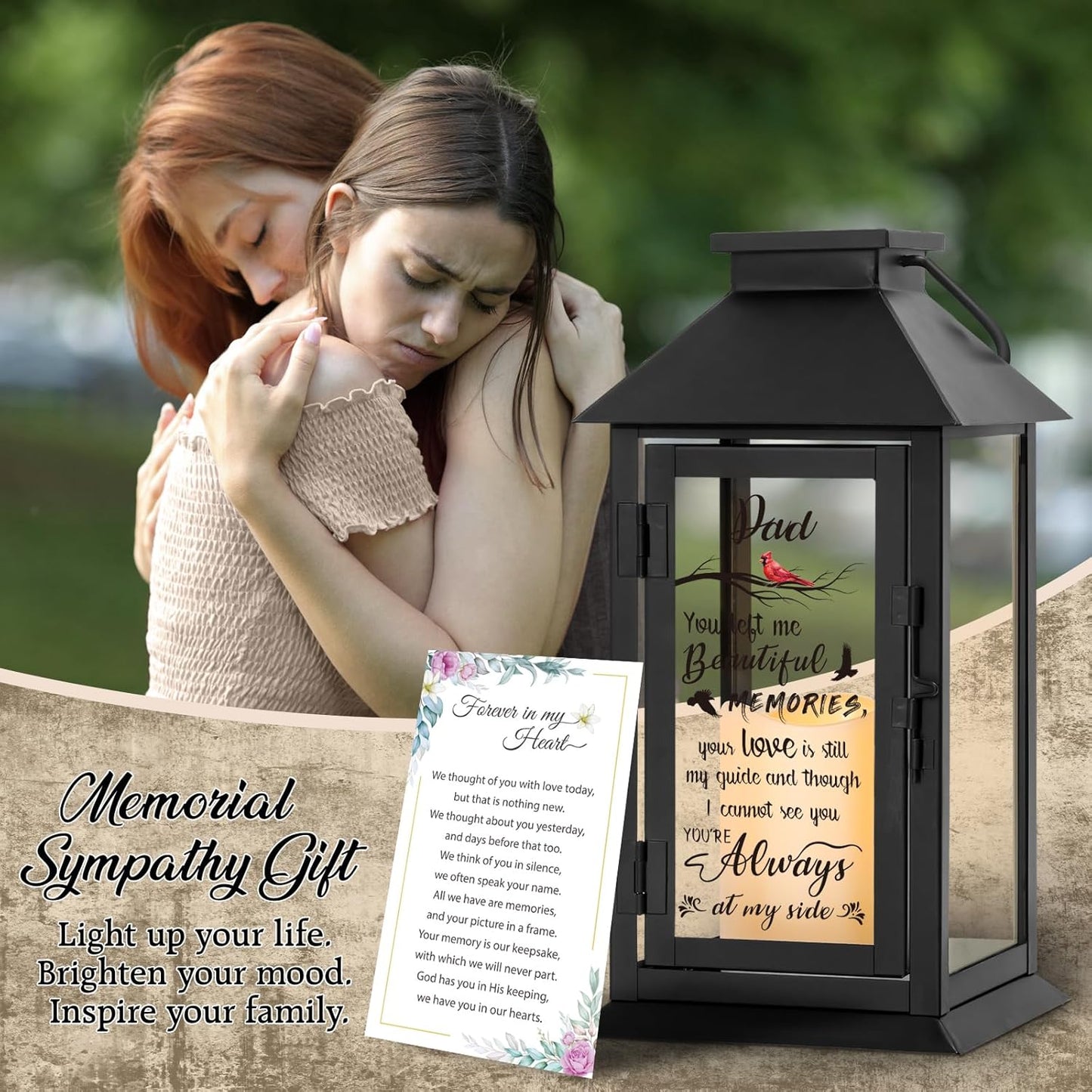 Memorial Lantern Bereavement Gifts in Memory of Loved One Memorial Gifts for Loss of Father Remembrance Sympathy Gifts for Loss of Loved One with LED Candle and Remote