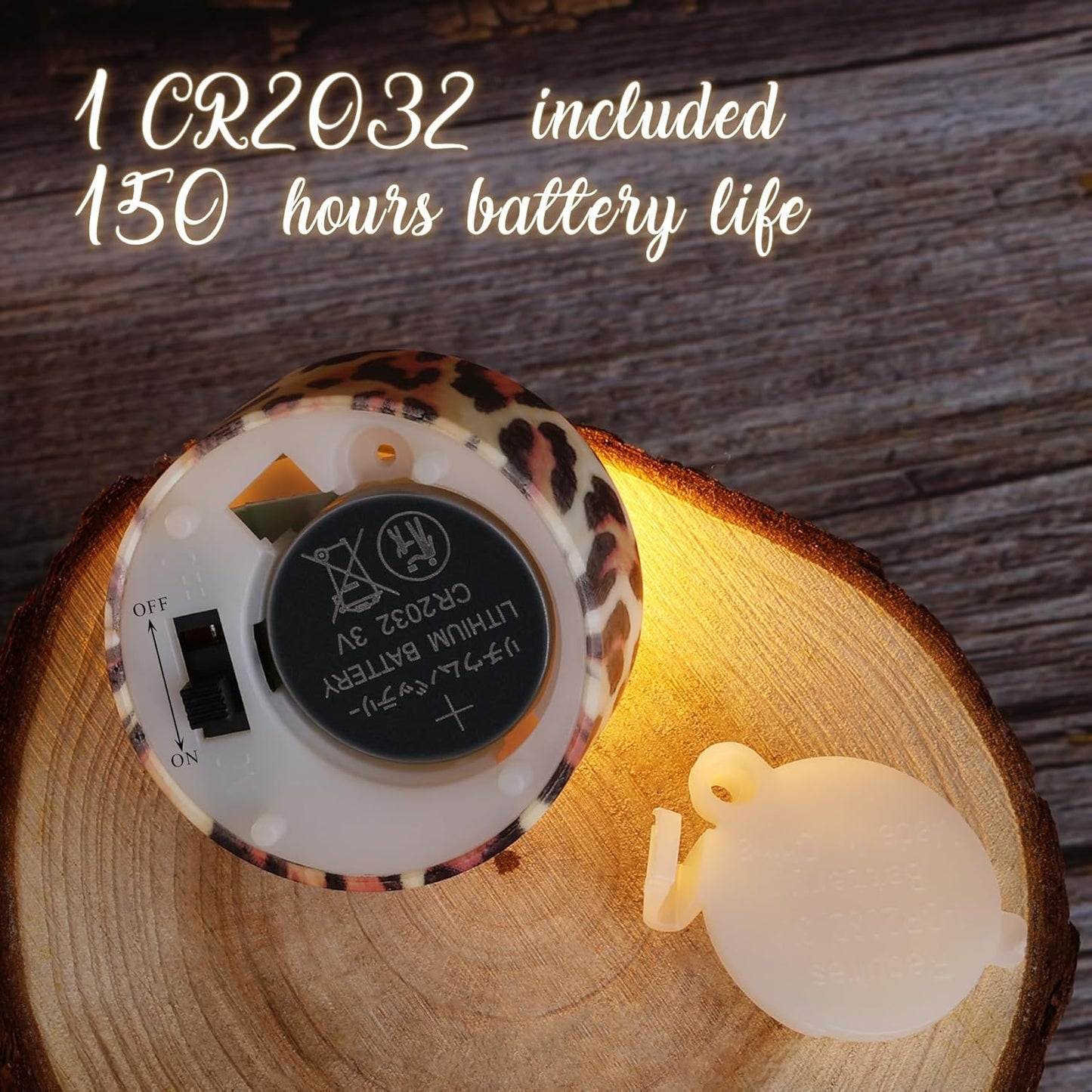 Eywamage Leopard Flameless Tealights with Remote Batteries Included, Flickering Plastic Cheetah LED Tea Votive Candles Set of 12