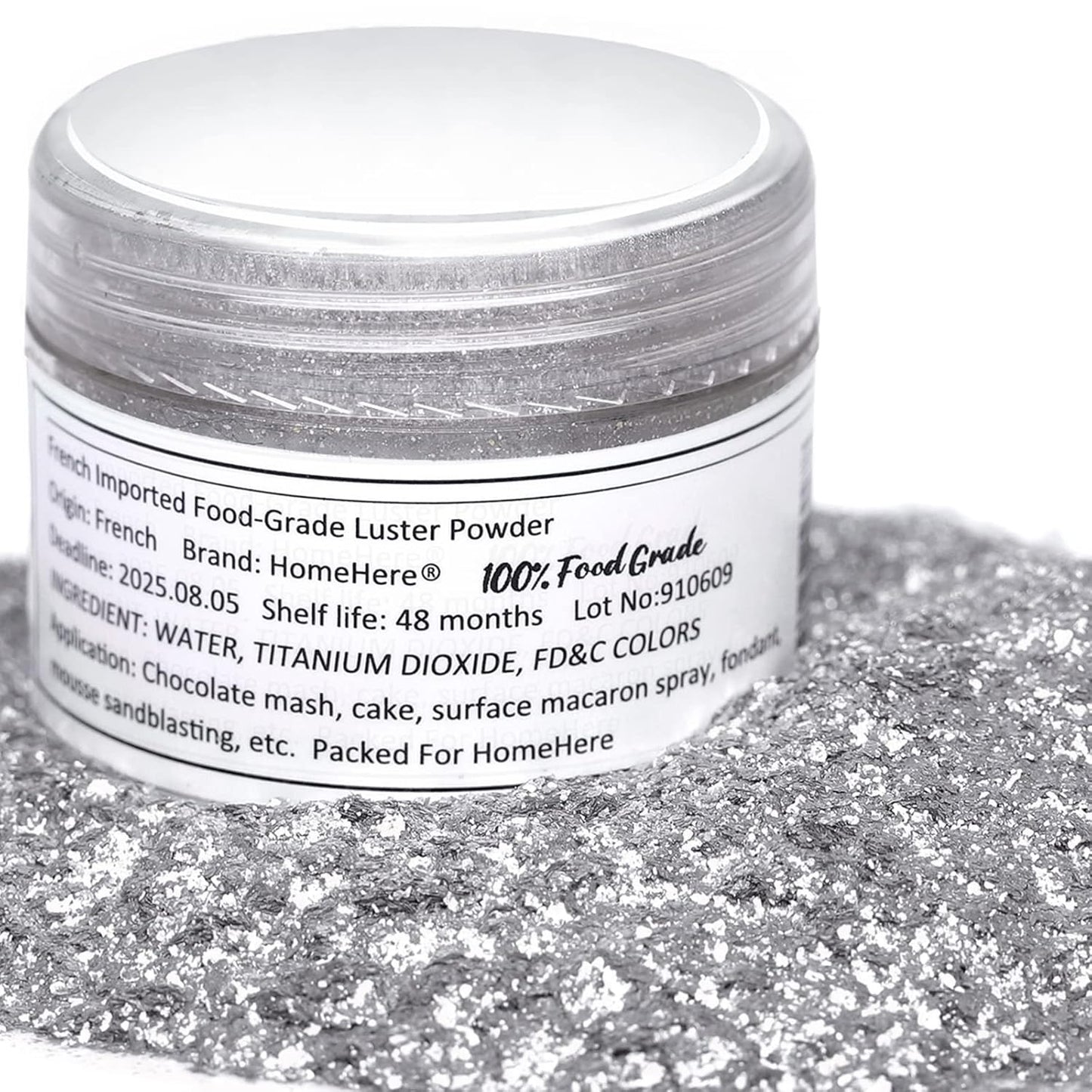 HomeHere Edible Luster Dust Food-Grade Glimmer Powder Glitter for Cake Decorating 7g, Disco Diamond Dust, Edible Sprinkle Glitter for Cocktails Drinks Baking Candy Dessert Chocolate Vegan Tasteless