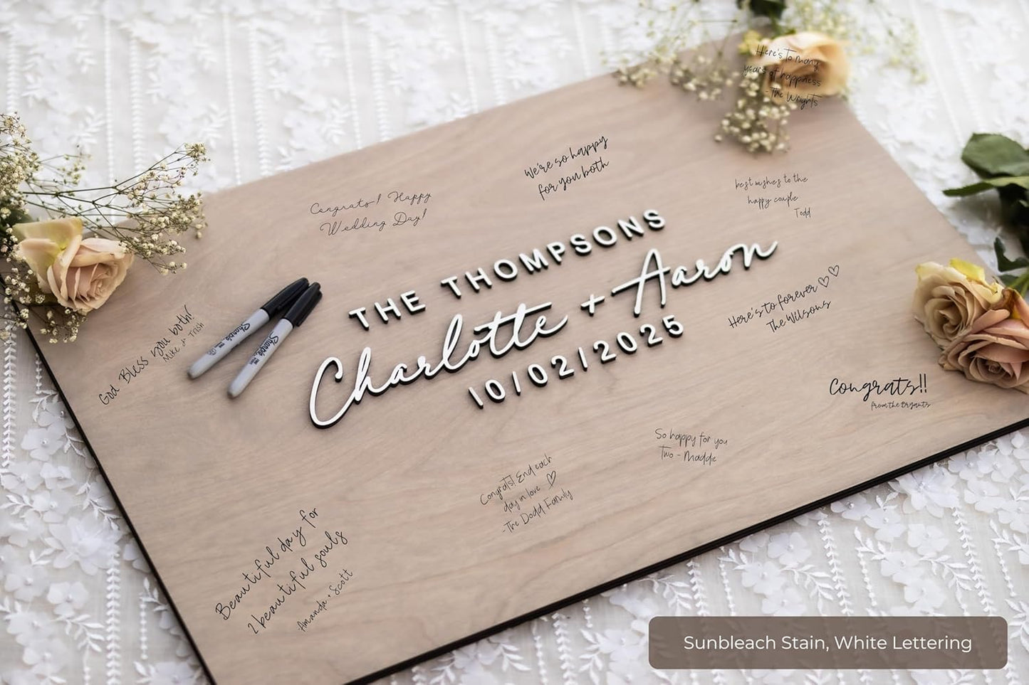Personalized Last Name Guest Book, Unique Guest Book Sign, Custom Alternative Guest Book, Wooden Guest Book, Wedding Ceremony Guestbook Sign (Design 6)