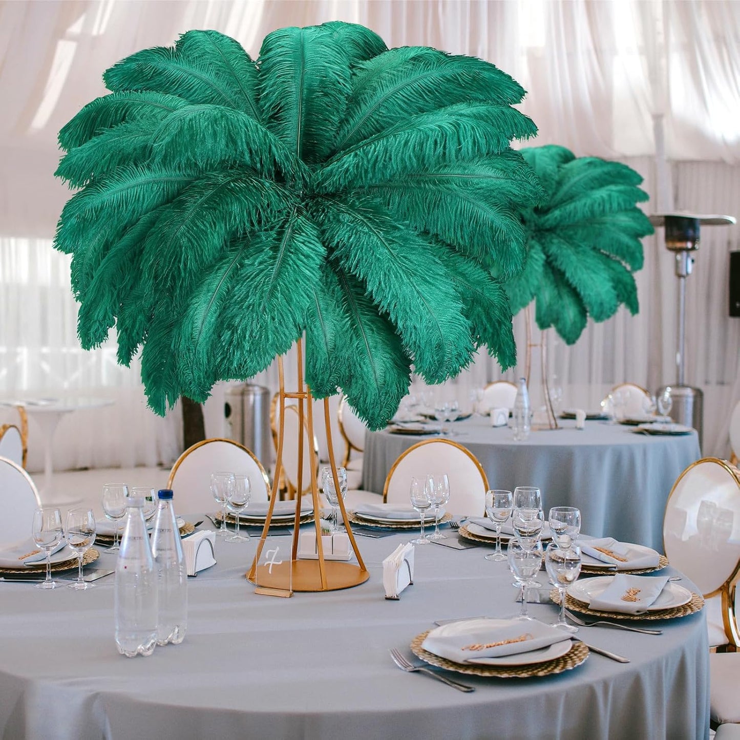 Retrowavy 30 Pcs 18-20 Inch Large Natural Ostrich Feathers Bulk for Centerpieces for Wedding Party Centerpieces Home Decoration Flower Arrangement (Dark Green)