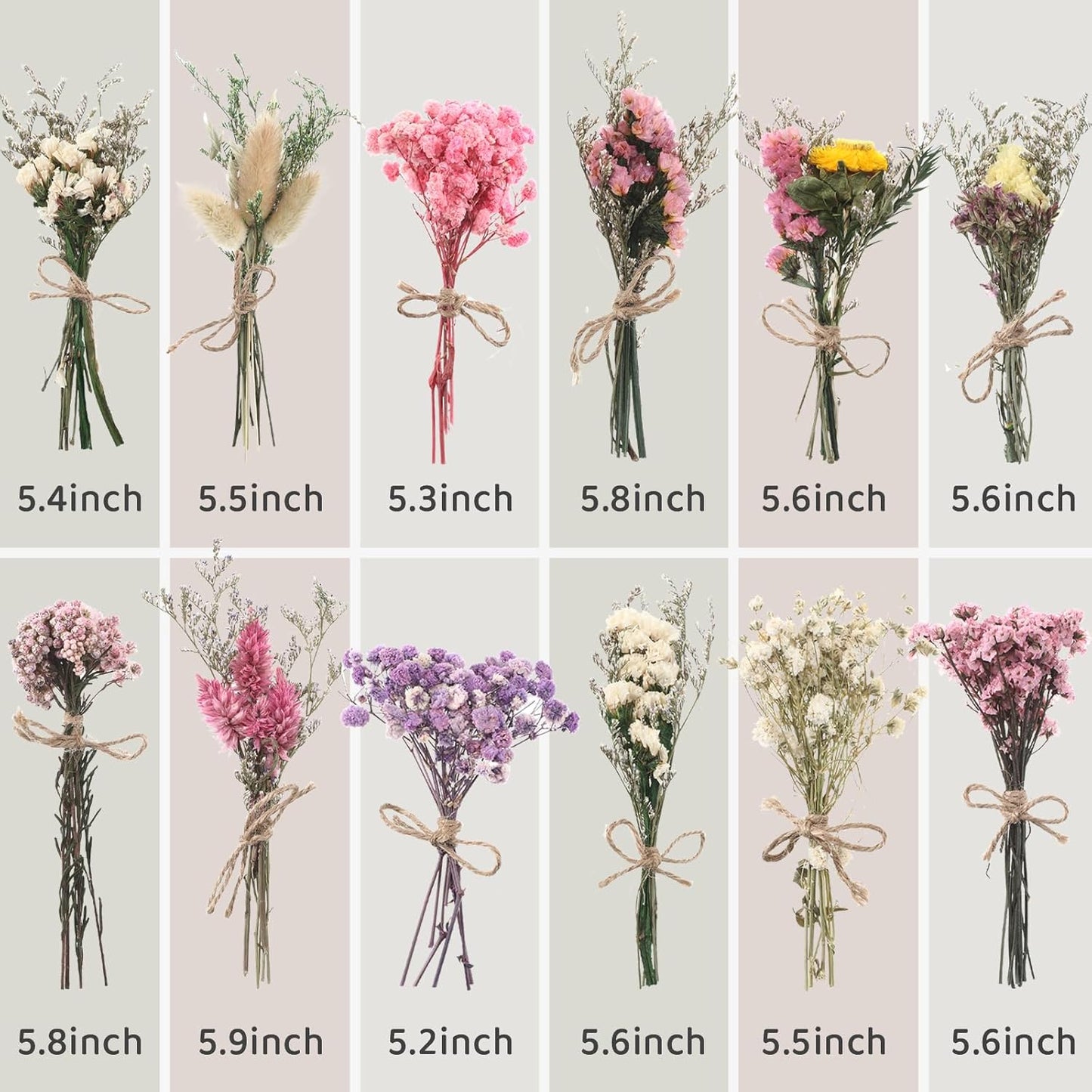 12/24 Pack Dried Flowers for Vase Various Mini Bouquet Dried Small Wildflowers Natural Real Flowers Bulk for Crafts DIY Wedding Decor (24, Multicolor)