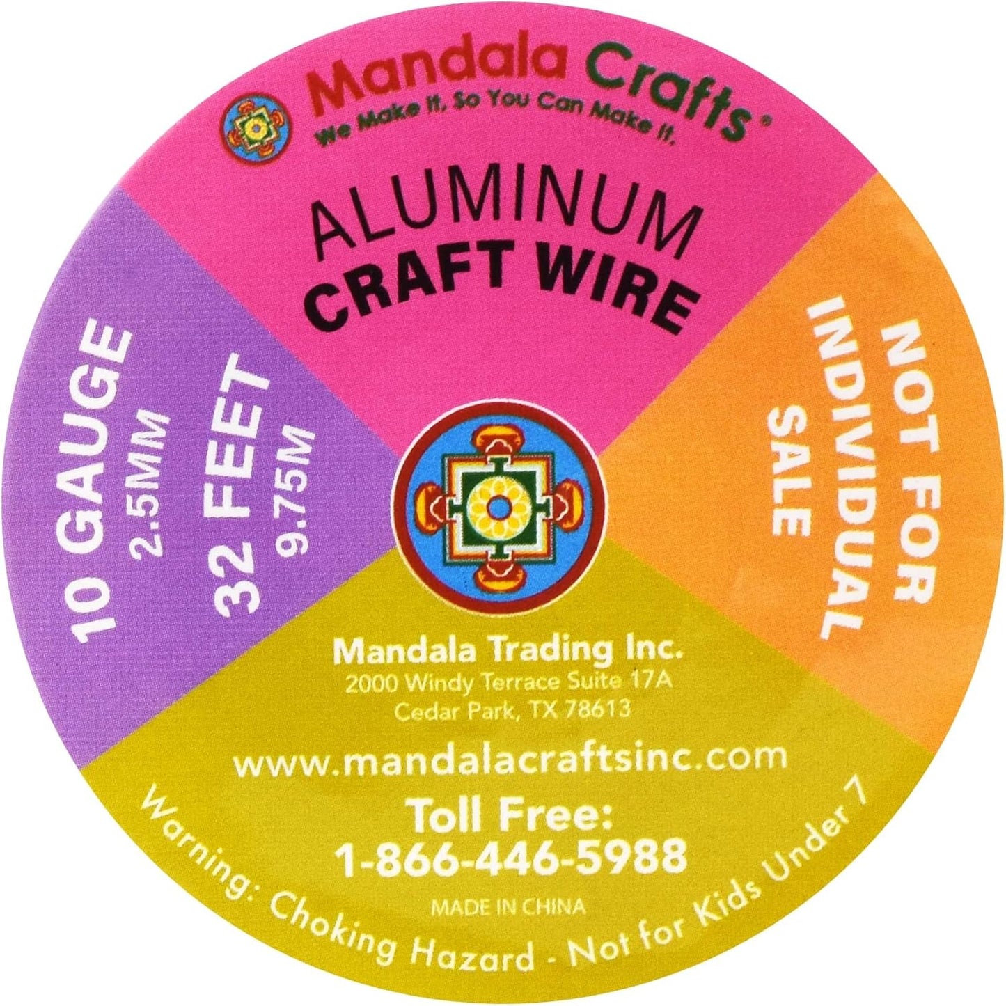 Mandala Crafts 10 Gauge Anodized Aluminum Craft Wire for Jewelry Making - 120 FT Colored Flexible Rose Gold Combo Wire - Bendable for Bonsai Armature Crafting Sculpting