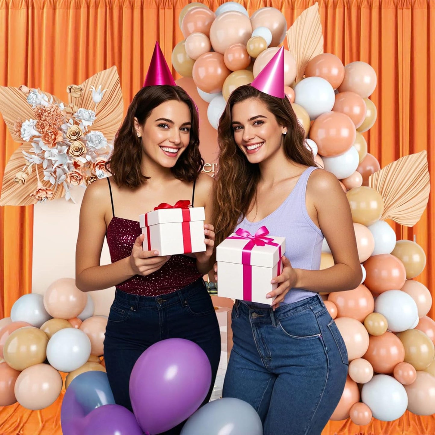 10ft x 10ft Orange Yellow Backdrop Curtains for Parties, Fabric Satin Background Curtain with Rod Pockets for Weddings, Birthday, Baby Shower, Photography, Graduation Party Backdrop Drapes, 2 Panels