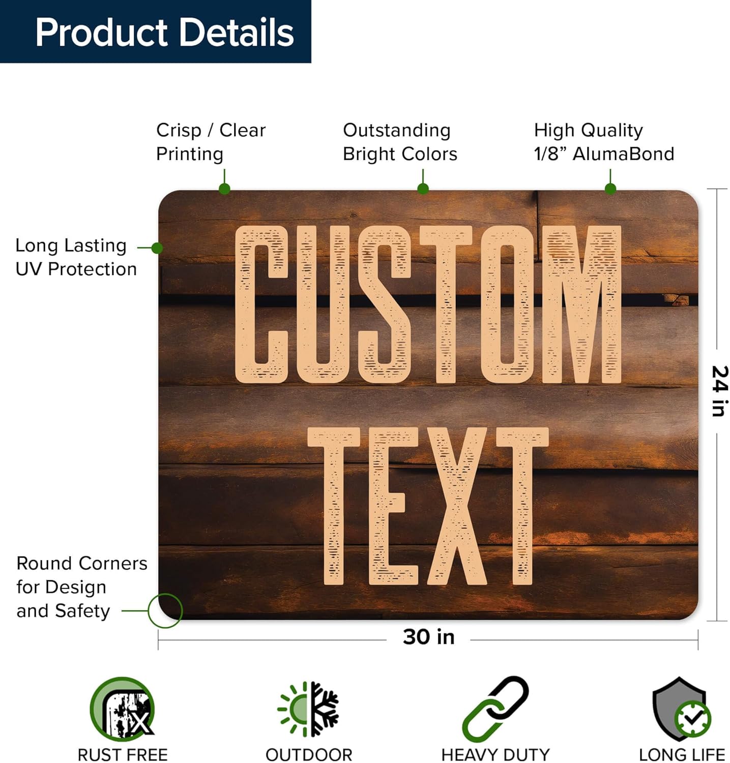 Custom Sign, Custom Street Sign, 11 Font Colors, 13 Font Styles, 4 Hole Options, 22 Sizes, 24x30 Inches, Rust Free DiBound, Fade Resistant, Made in USA by My Sign Center (Vintage Wood)