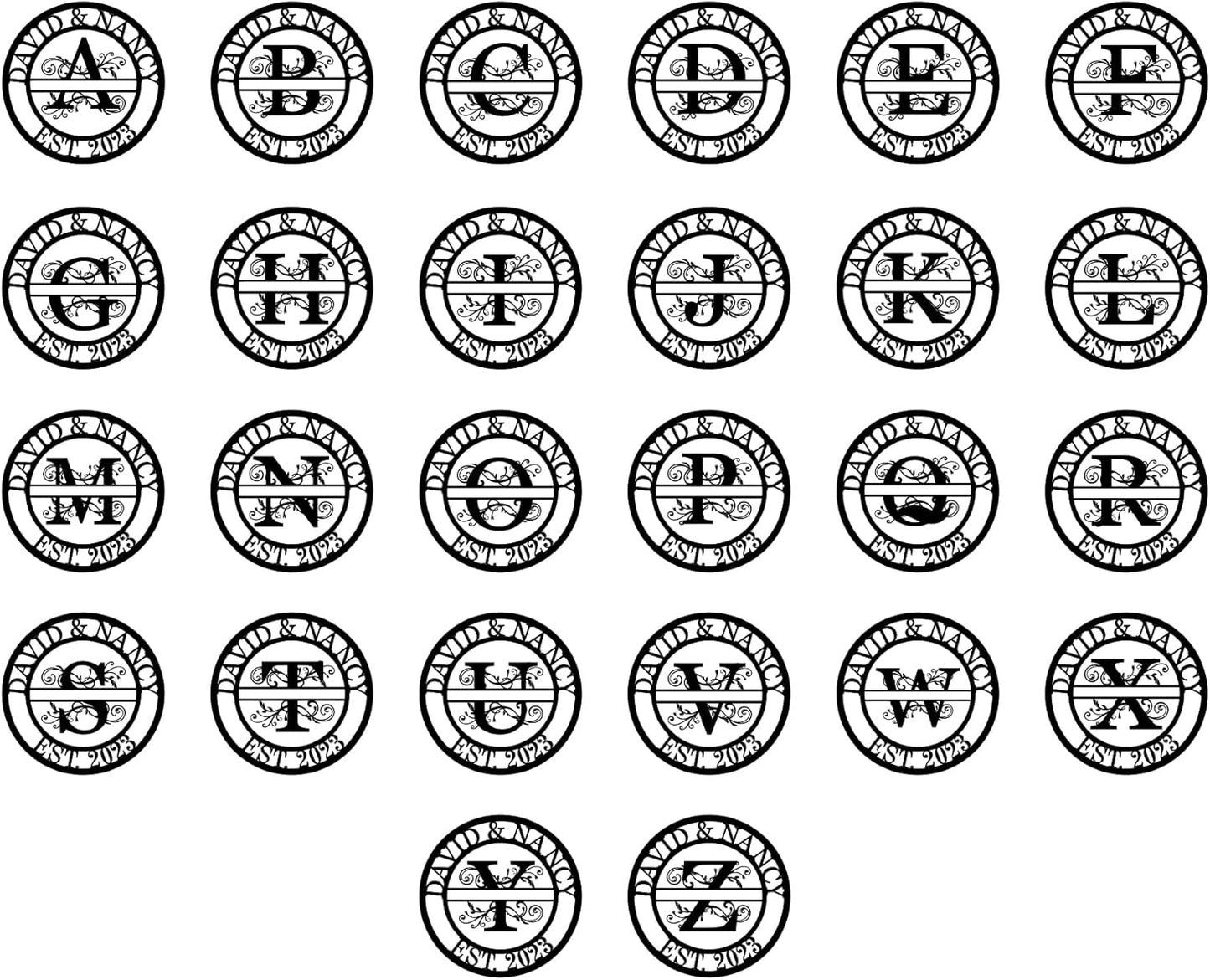 Custom Metal Last Name Sign - Split Letter Monogram Wall Art for Home Décor, Personalized Wedding Gift & Metal Wall Art with Family Name Signage