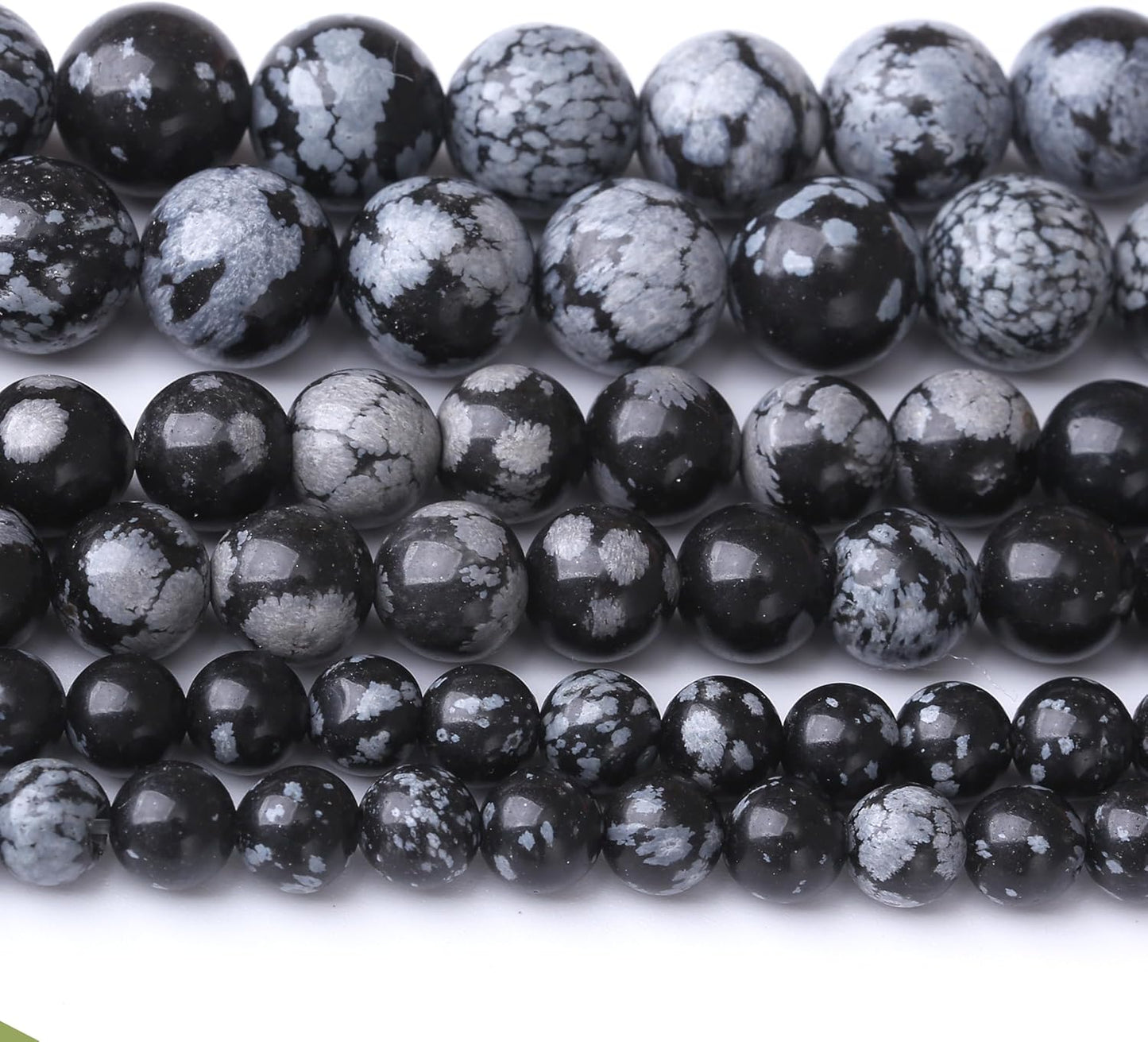 Snowflake Stone Beads for Jewelry Making DIY Craft Gemstone Beads Kit (6mm, 60pcs) Smooth Healing Crystal Beads for Bracelets, Necklaces, Home Decor