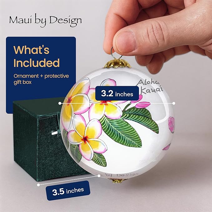 Collectible Hawaiian Hibiscus and Plumeria Christmas Ornament Kauai PH/K