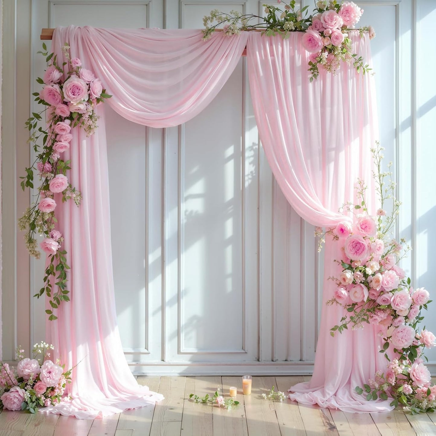 Wedding Arch Draping Fabric 1 Panel 18Ft Blush Chiffon Fabric Drapes Arbor Drapery for Wedding Ceremony Reception Swag Decorations